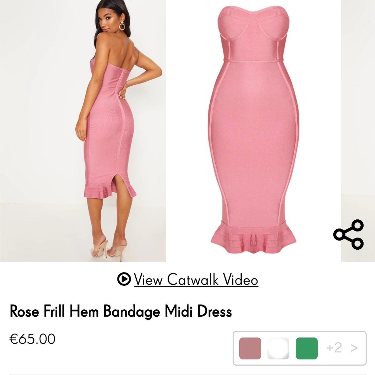 Rose frill hem bandage midi dress sale