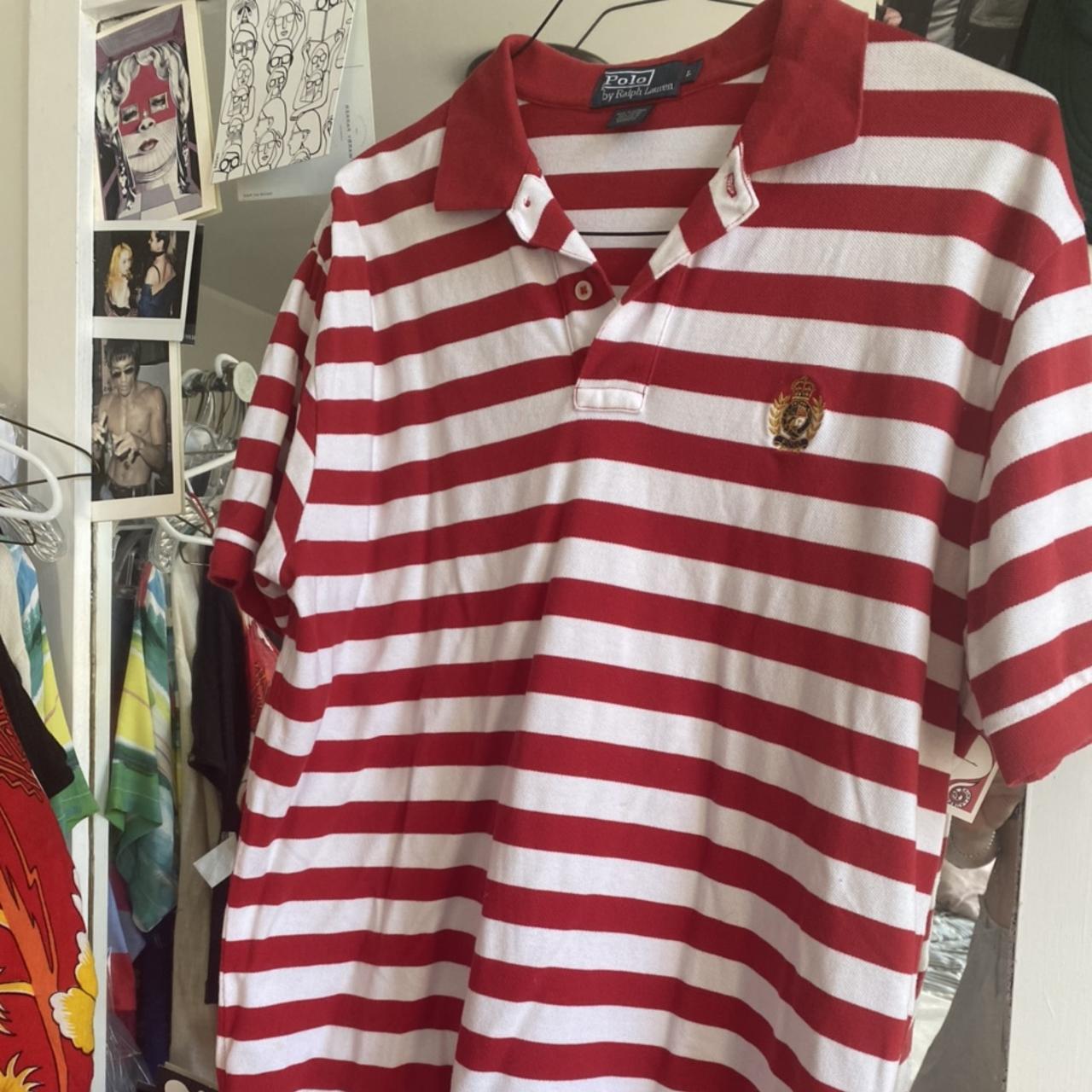 🧲 90s red striped Polo shirt in great condition 🧲 #polo - Depop