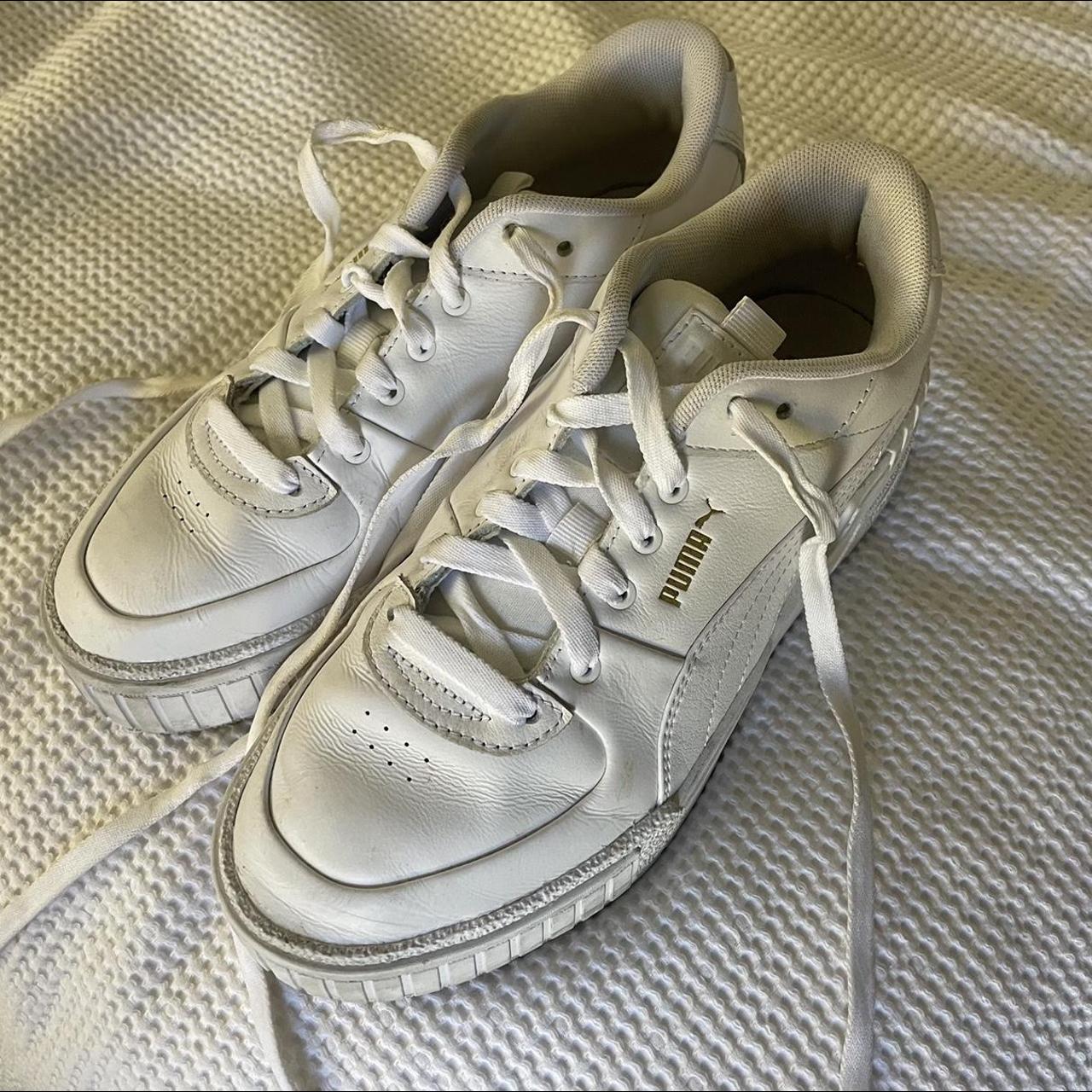 White platform Puma sneakers. Pretty good condition,... - Depop