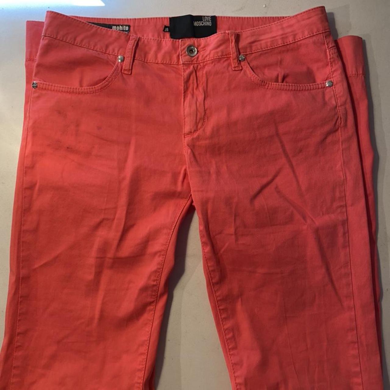 Love moschino pink trousers with peace logo printed... Depop