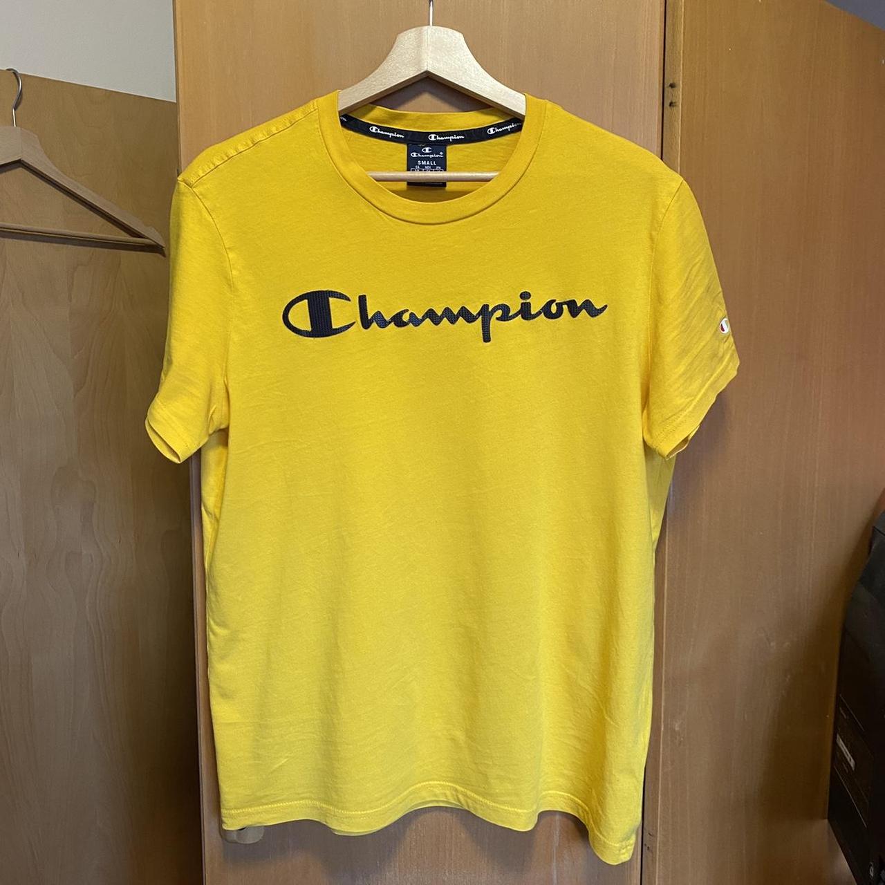 Champion Men's Yellow T-shirt | Depop