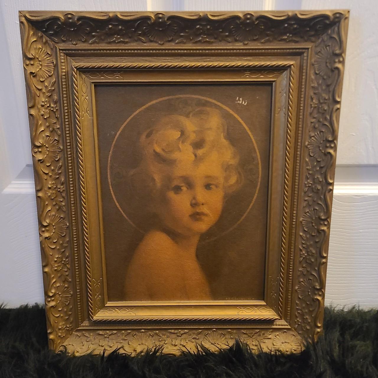 Beautiful Gold Frame With A Baby Angel Painting 😍 - Depop