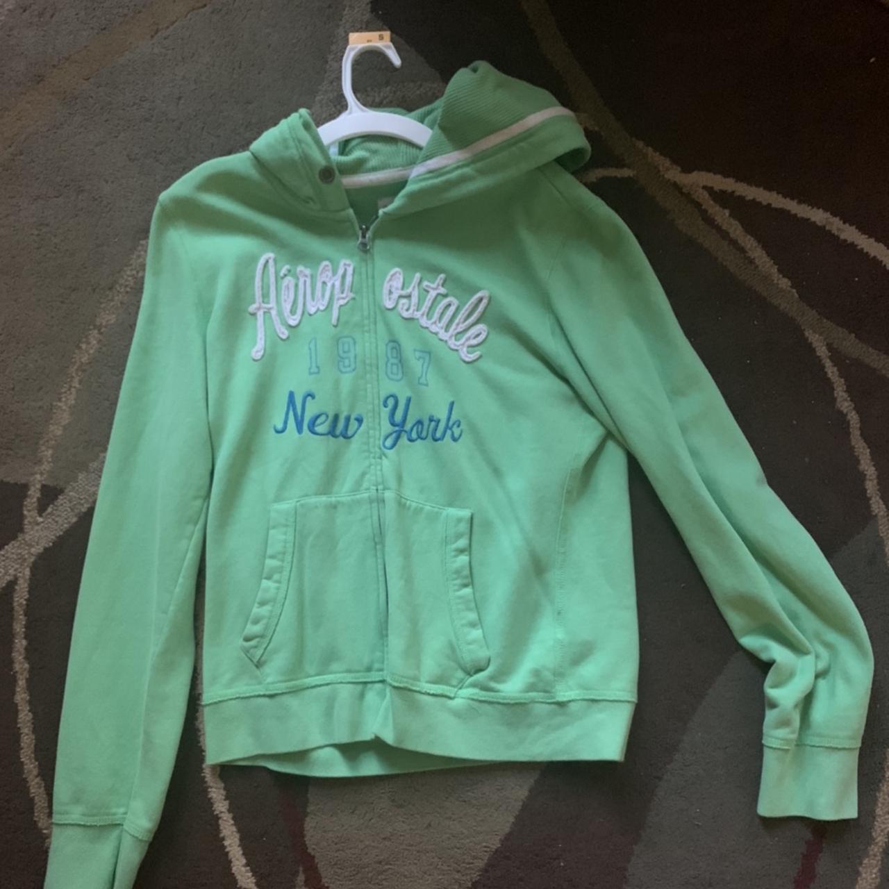 light green aeropostale zip up hoodie super good for... - Depop