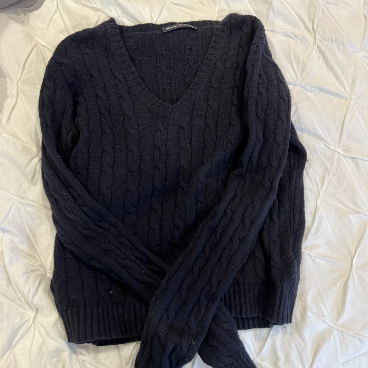 Brandy Melville Cable Knit V Neck sweater Good... - Depop