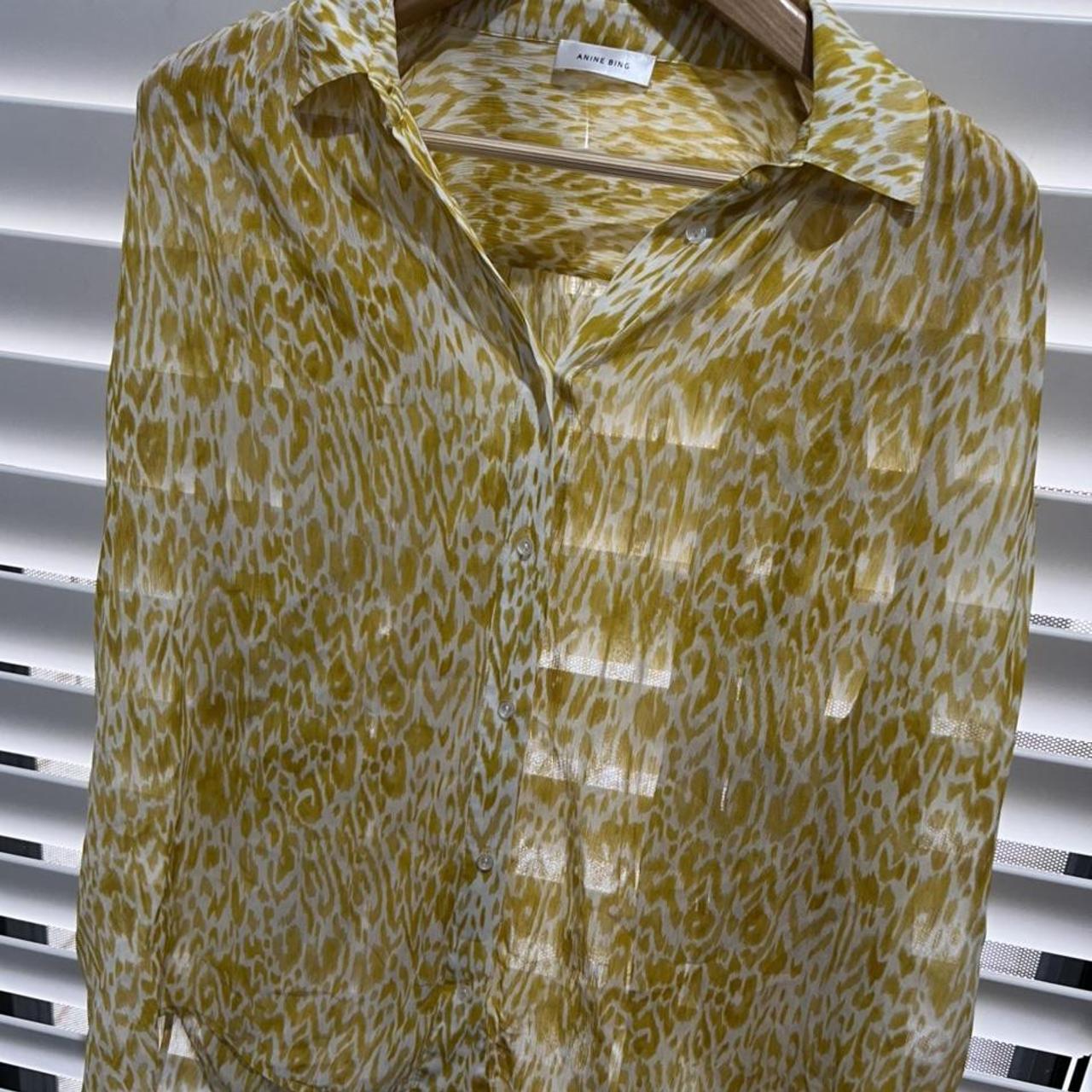 ANINE BING YELLOW CALEB SILK SHIRT RRP 450 selling Depop