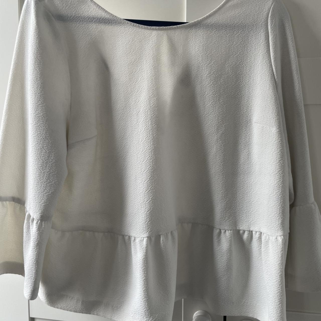 White Sézane blouse with buttons down back. EUR size... - Depop