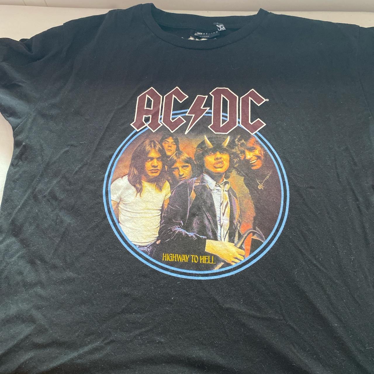 oversized ac/dc graphic tee worn once no marks and... - Depop