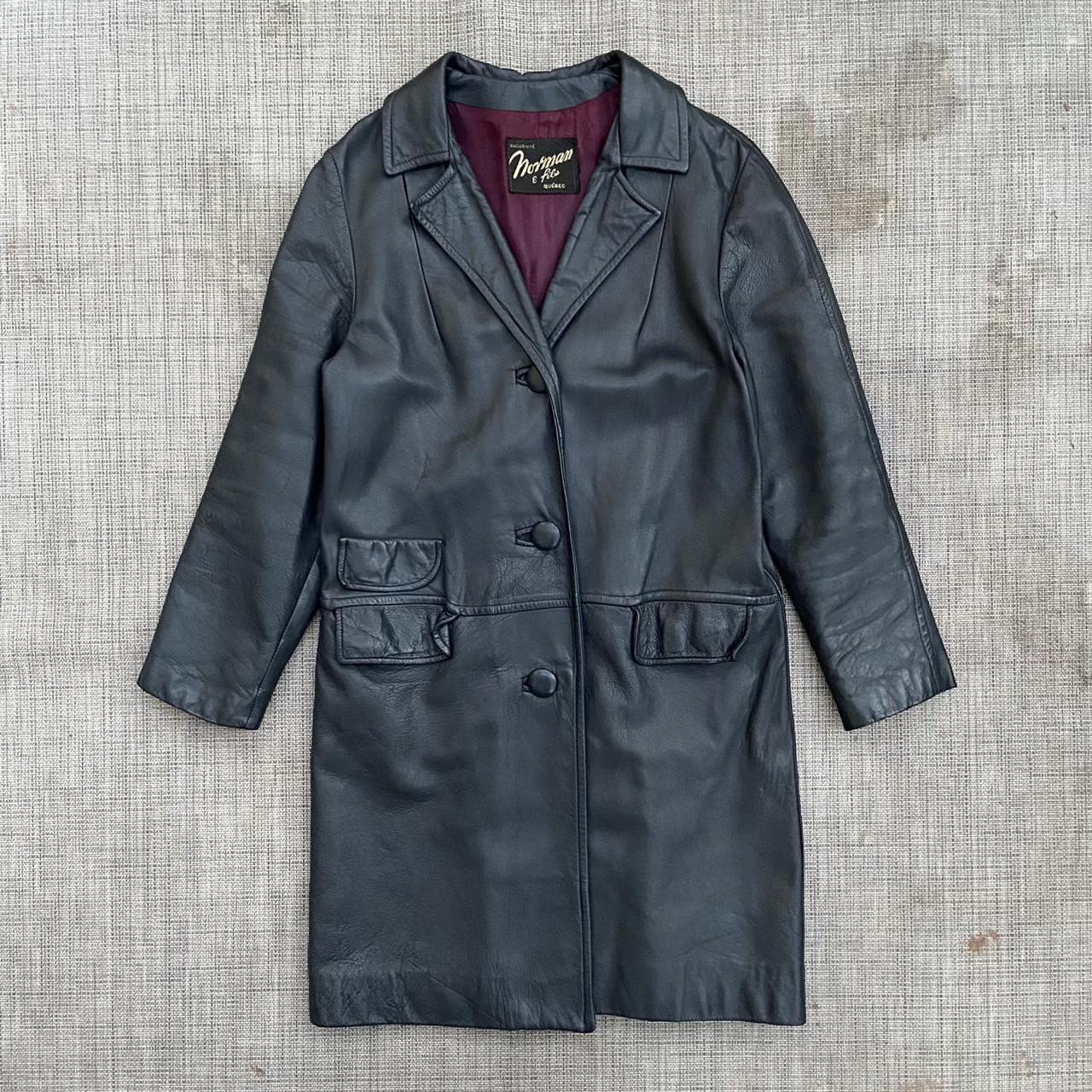 Vintage grey leather jacket Brand: Norman & fils... - Depop