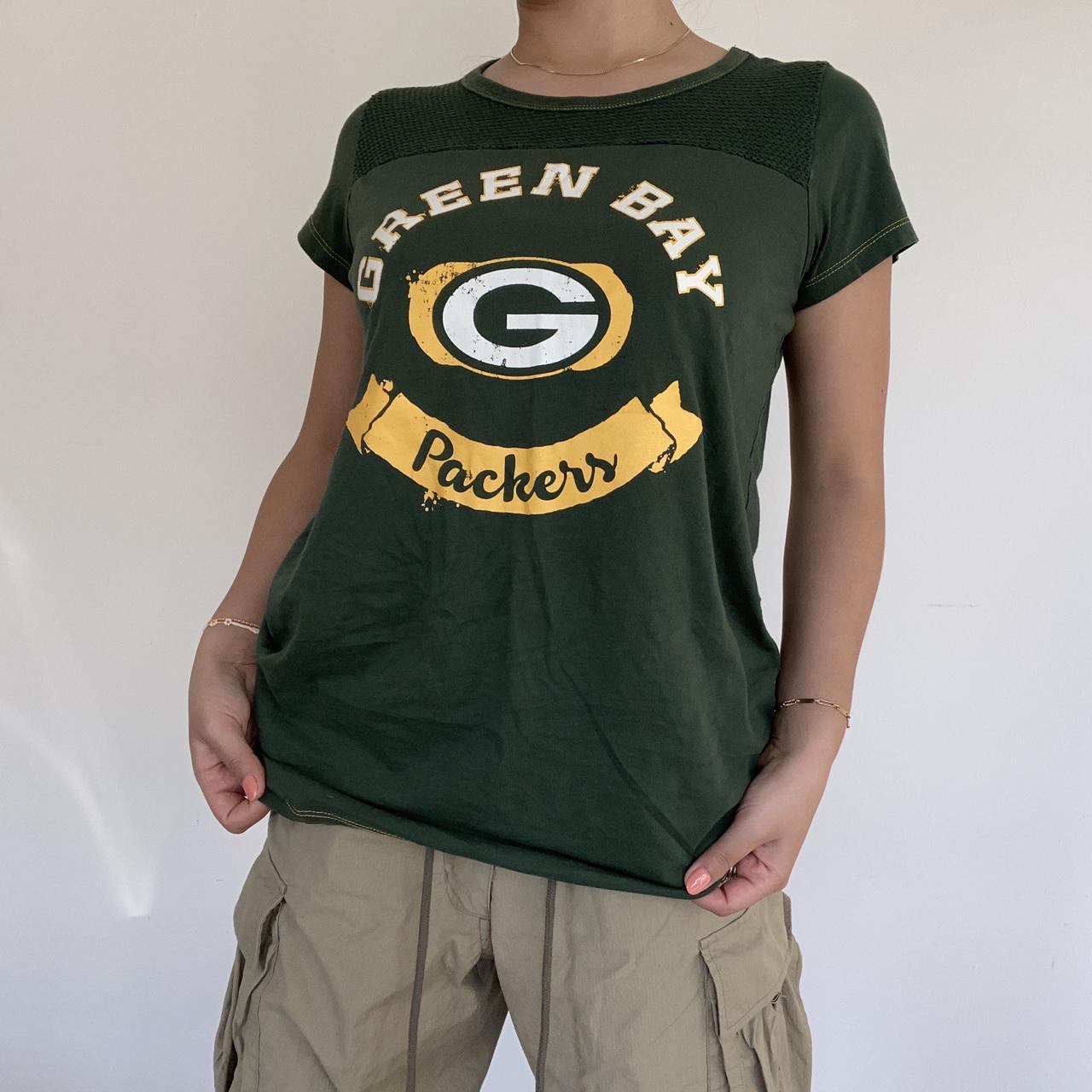 Green bay packers graphic tee with mesh fabric - Depop