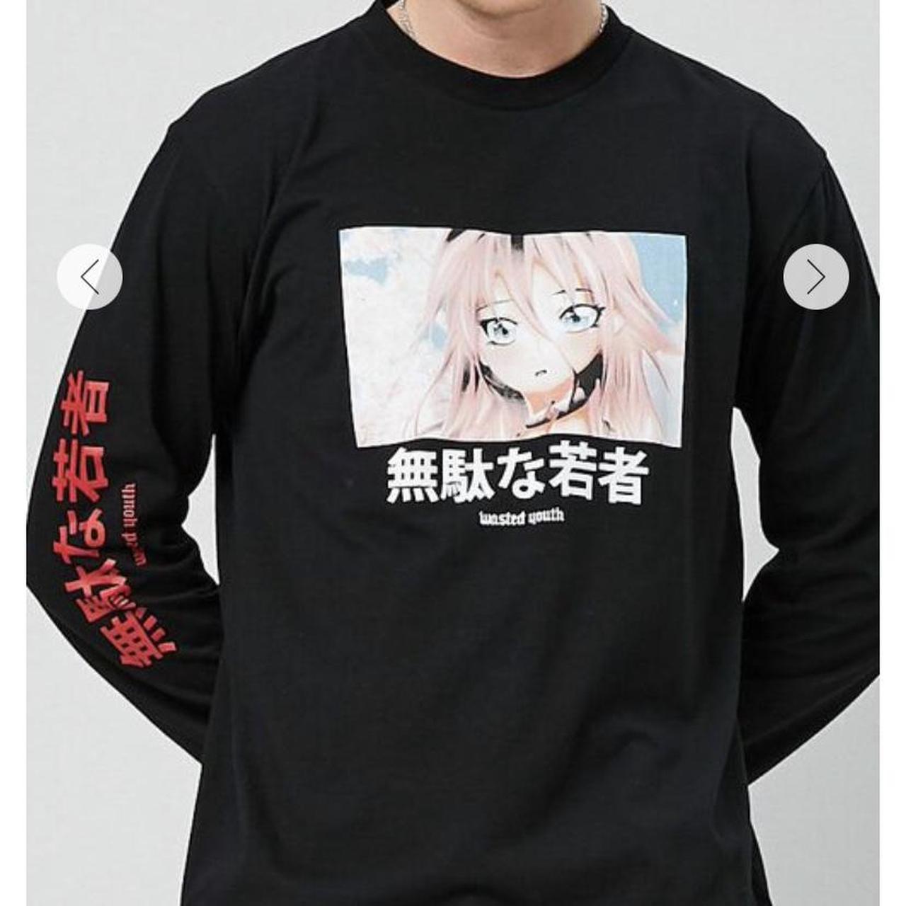 Anime Girl “wasted youth” long sleeve T-shirt - Depop