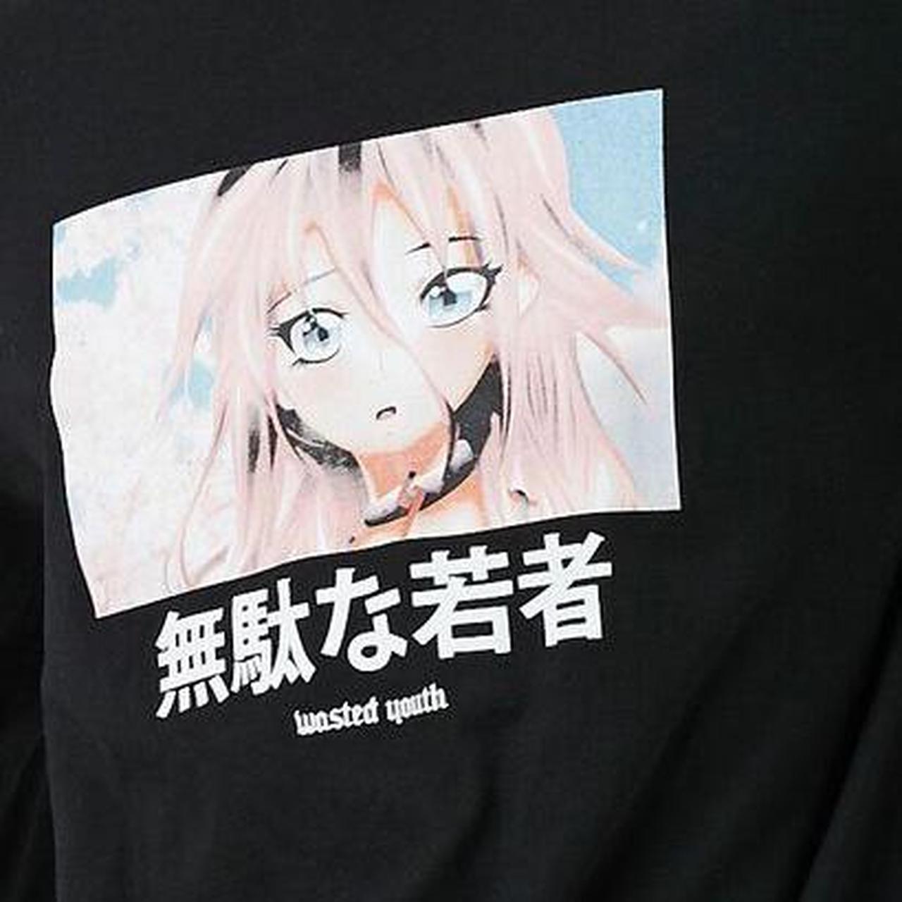 Anime Girl “wasted youth” long sleeve T-shirt - Depop