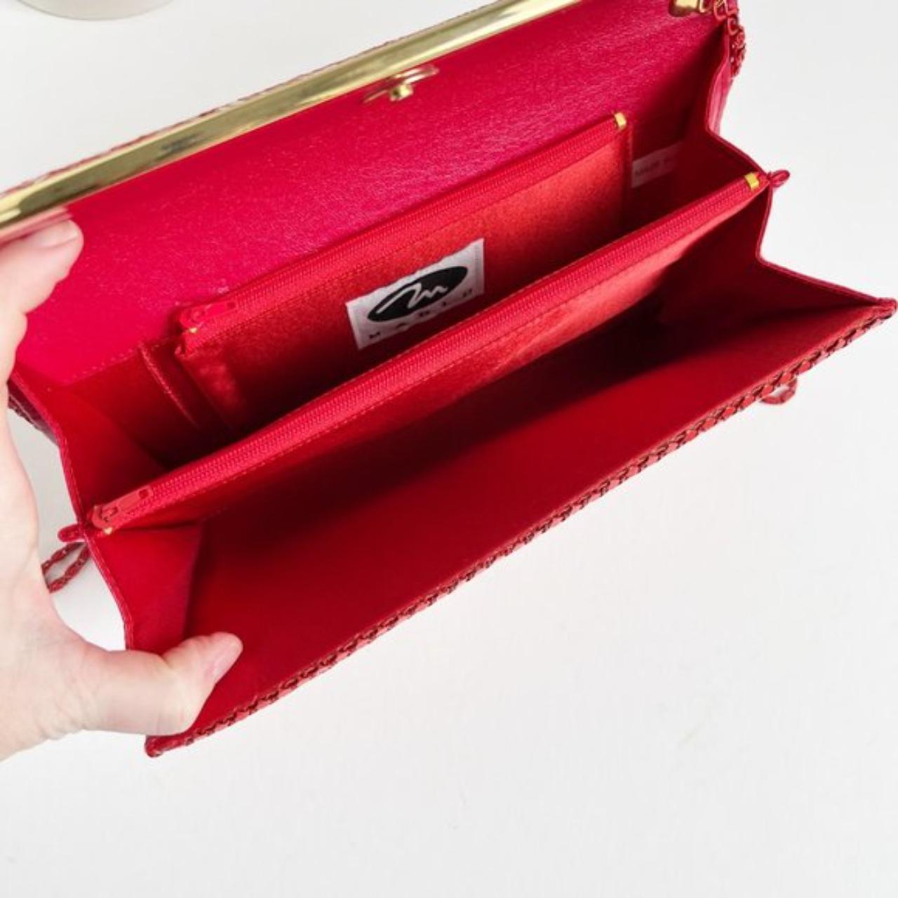 Vintage Marlo Red Gold Metal Mesh Envelope Handbag... - Depop