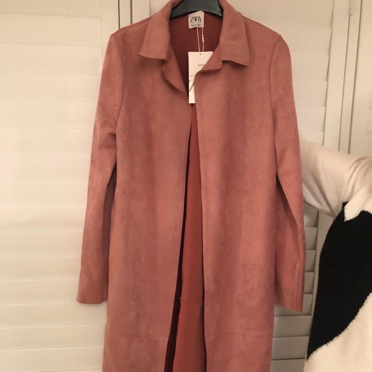 faux suede twill coat zara