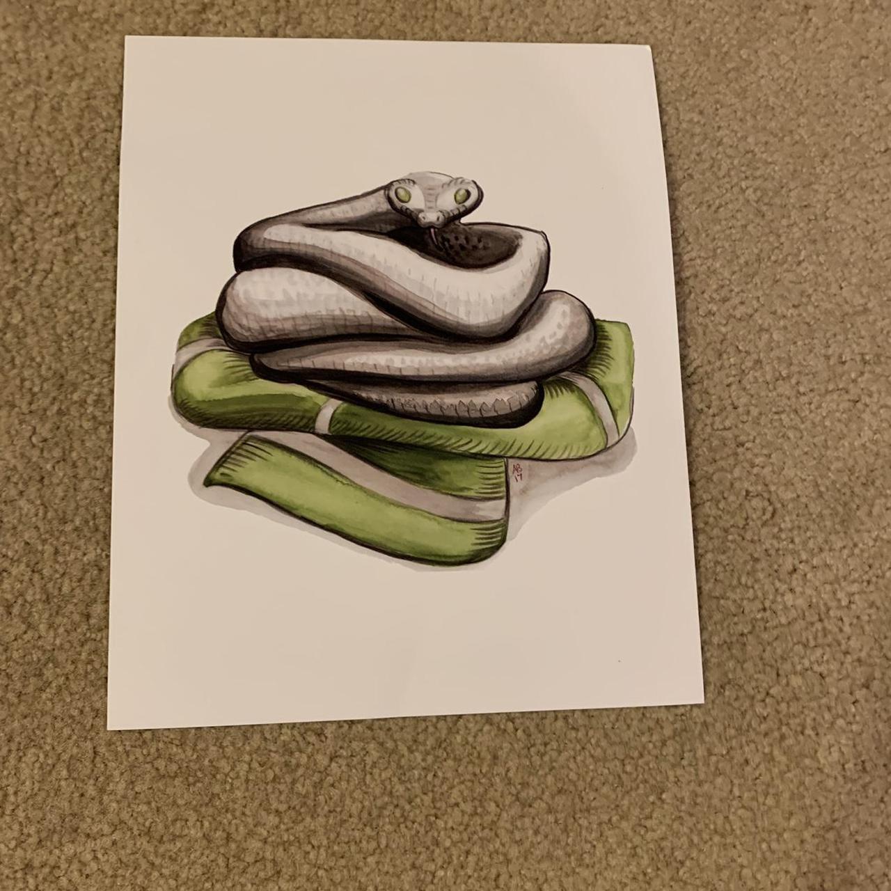 Slytherin Harry Potter snake scarf art print Depop