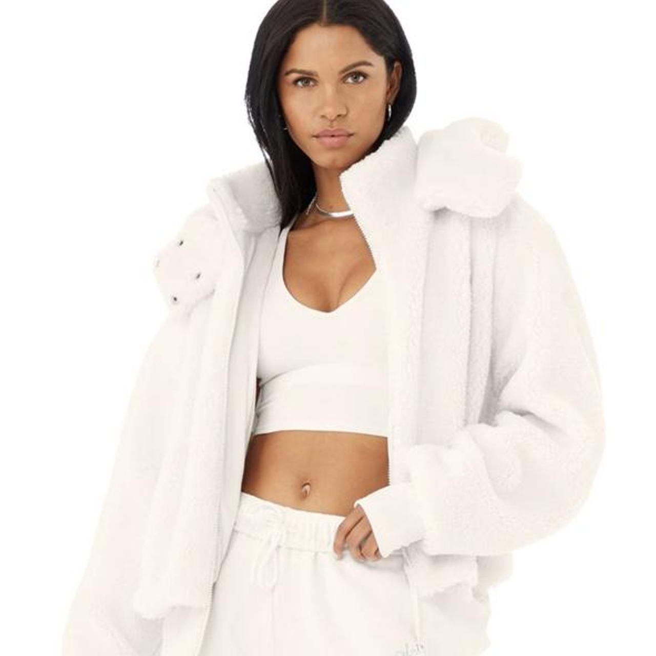 cropped coat with fur hood