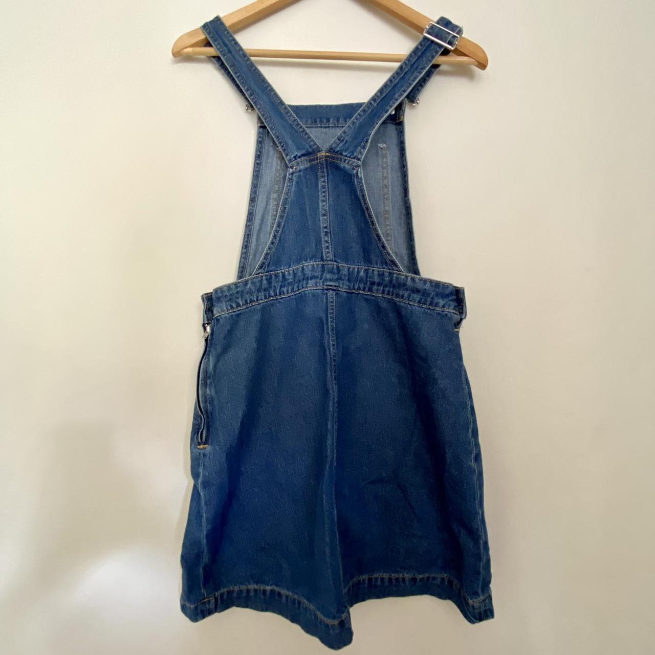 Cute Short Blue Overall Dress Clasps on Top Straps... - Depop