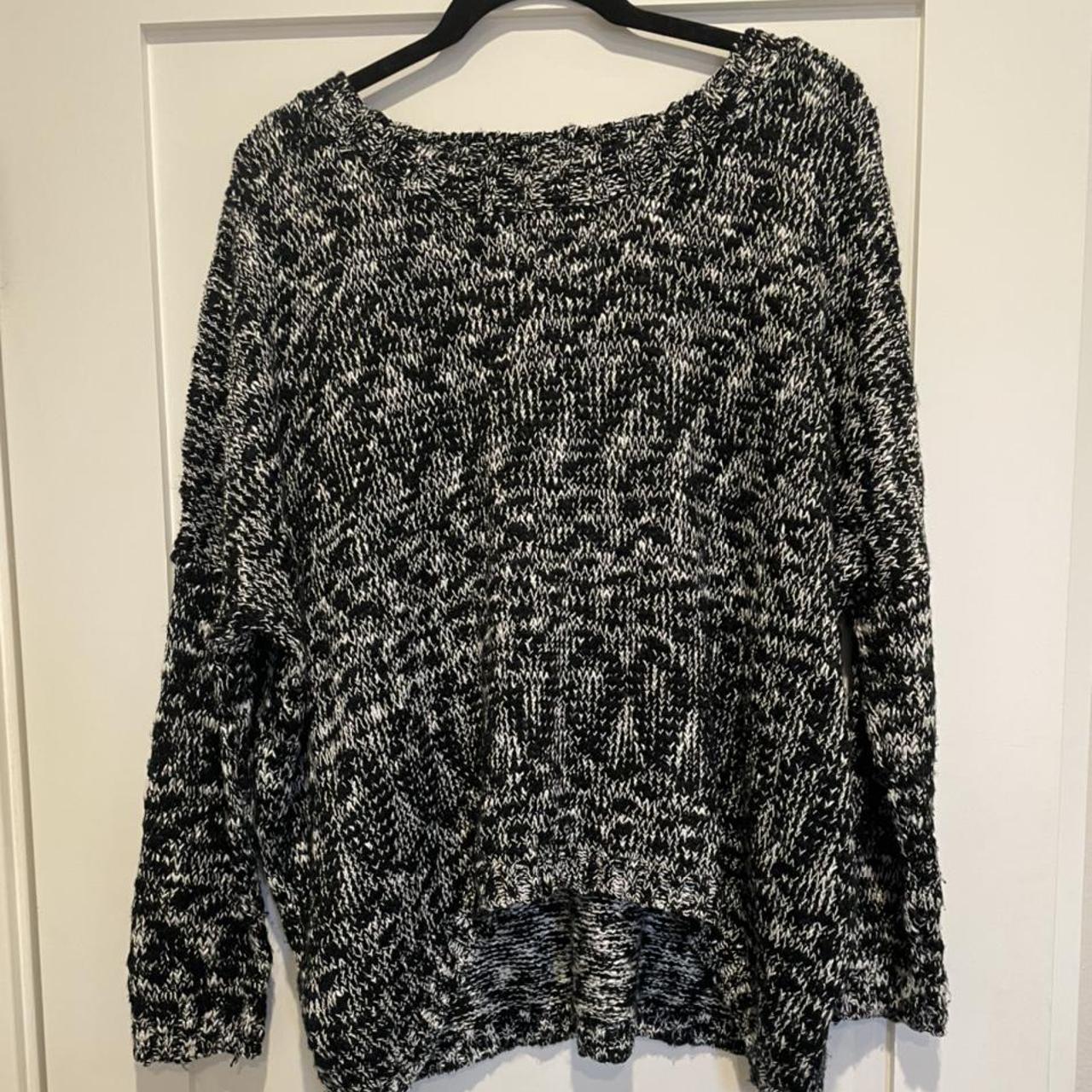 Women's Black and White Jumper | Depop