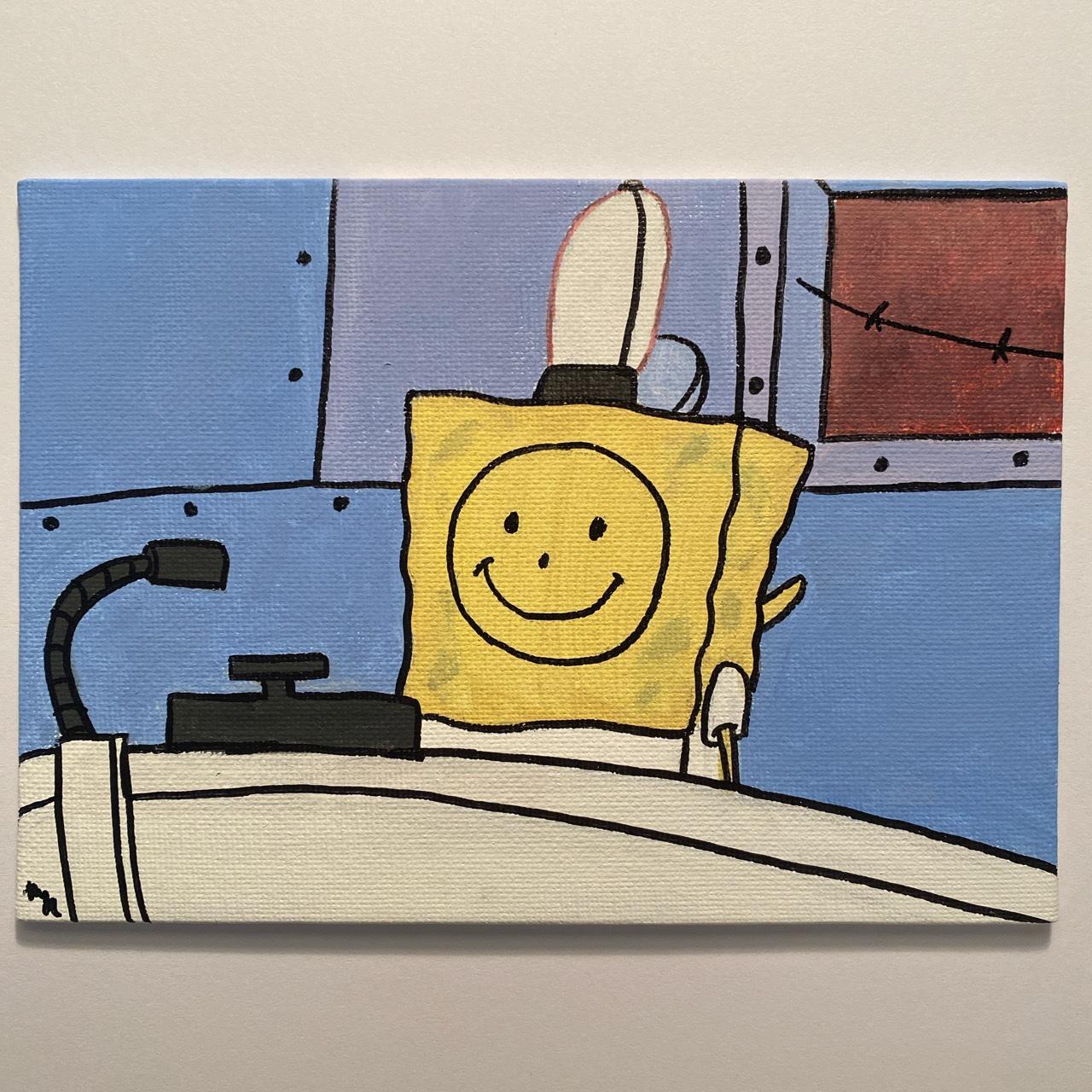 Sad spongebob 5x7 acrylic painting - Depop