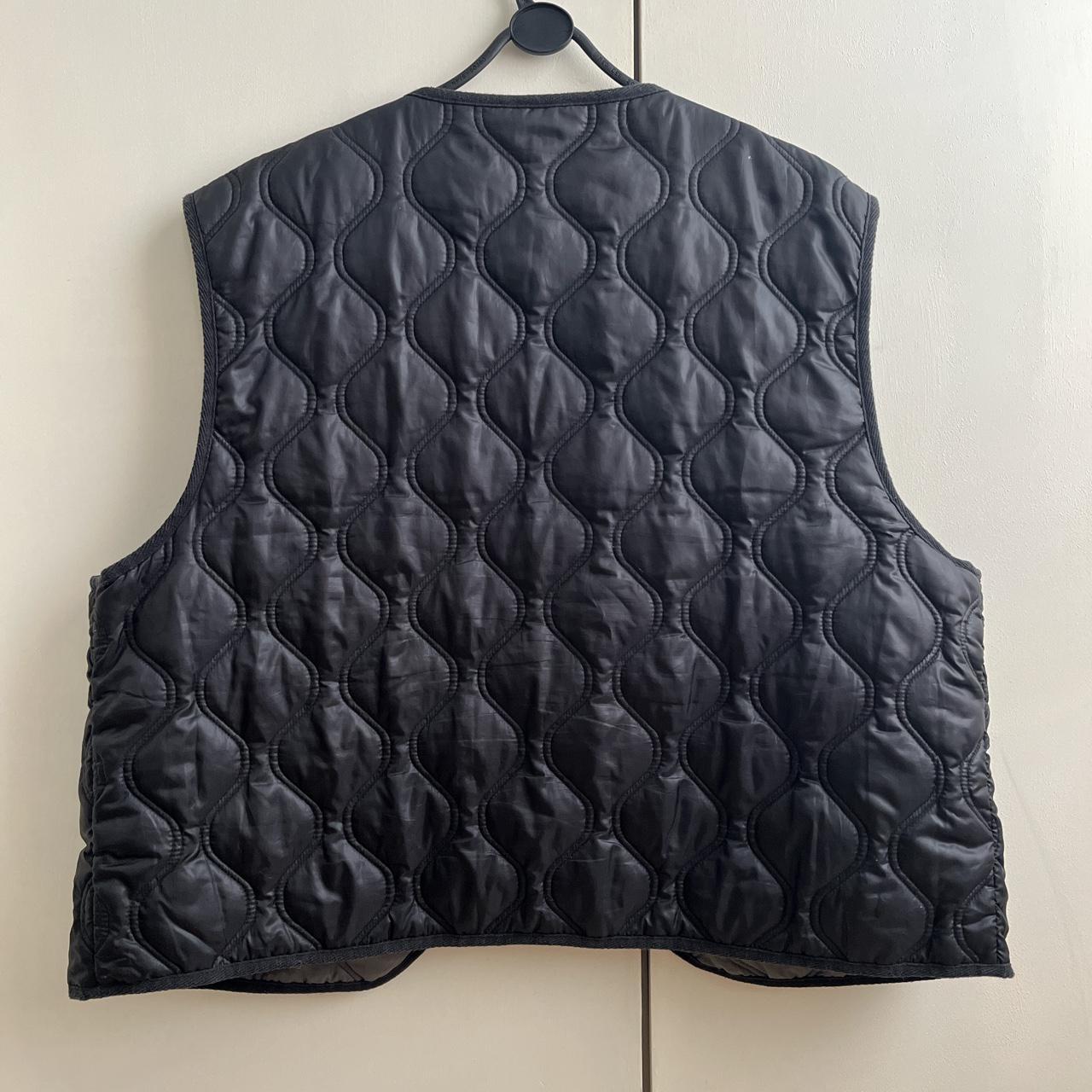Weekday Quilted Polyester Vest w/ Pockets - Black -... - Depop