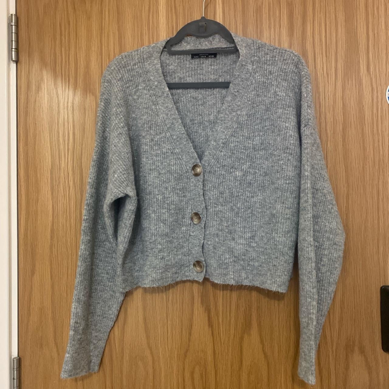 Bershka knitted grey, button up cardigan. Never worn. - Depop