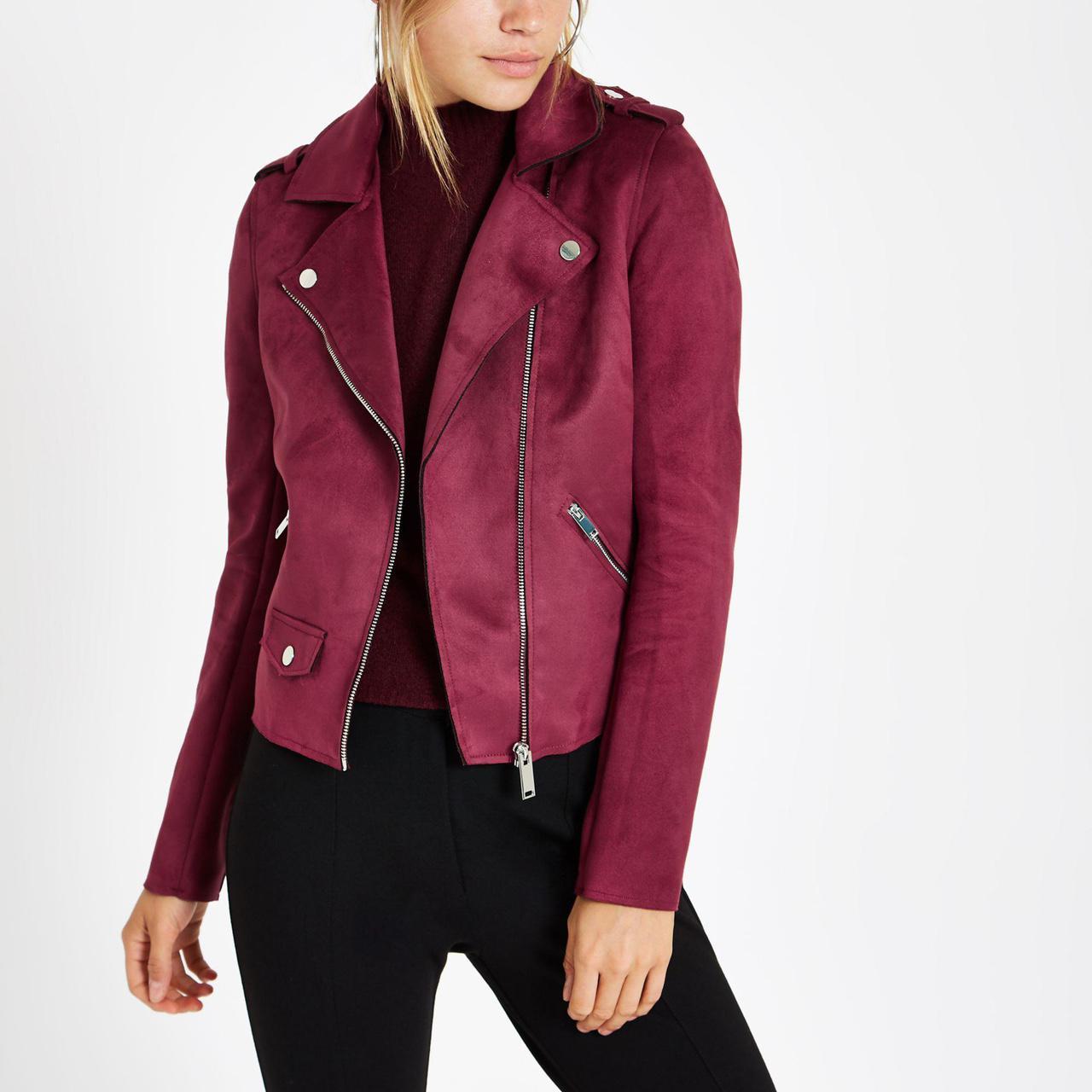 berry suede jacket