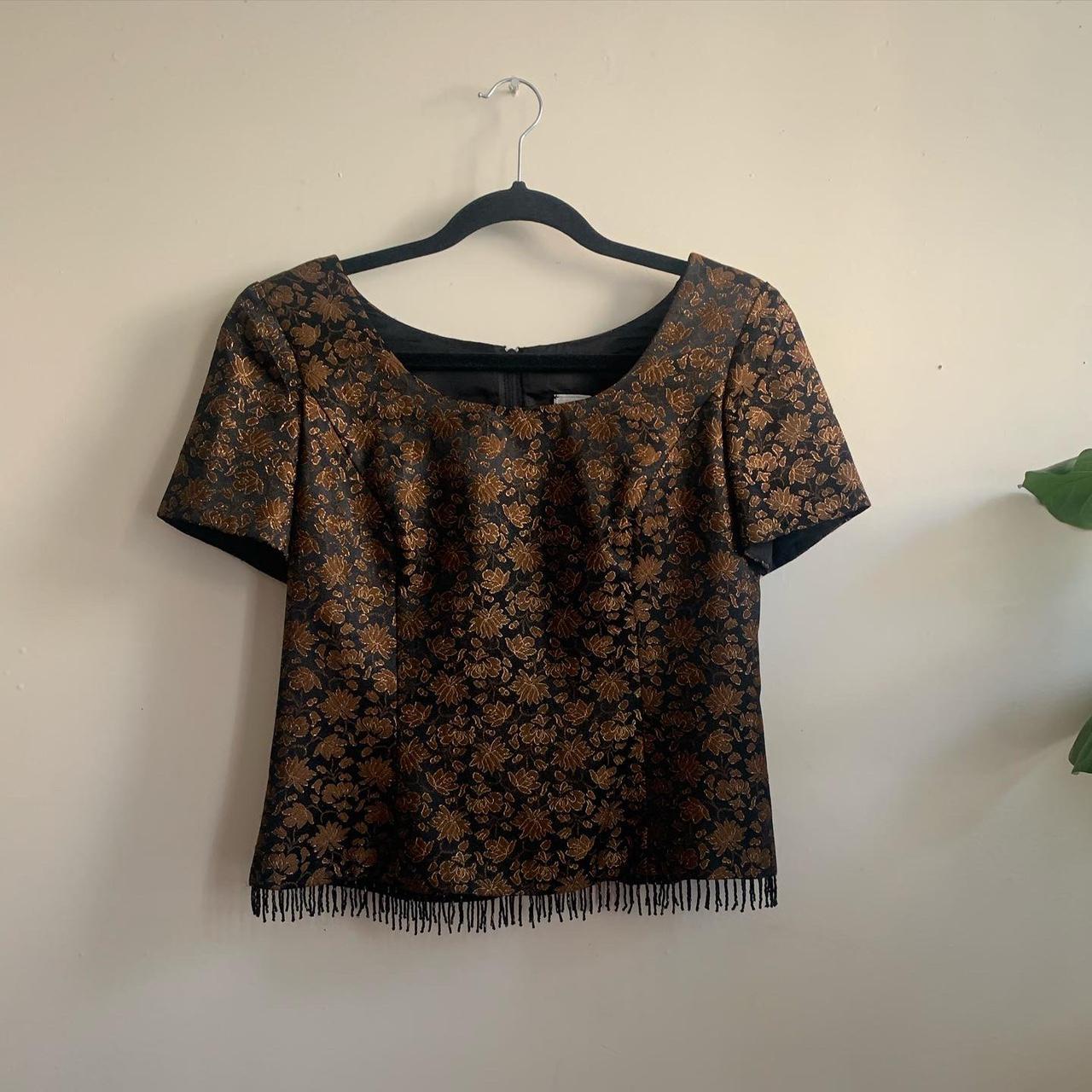 Women's Brown and Gold Blouse