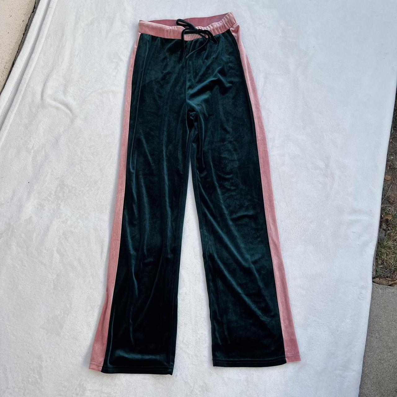 Cider green and pink velvet flare pants Size medium... Depop