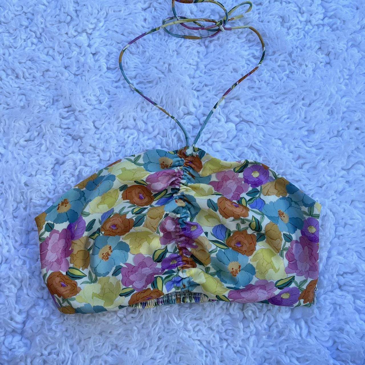Zara floral smocked halter top Size medium Like... Depop