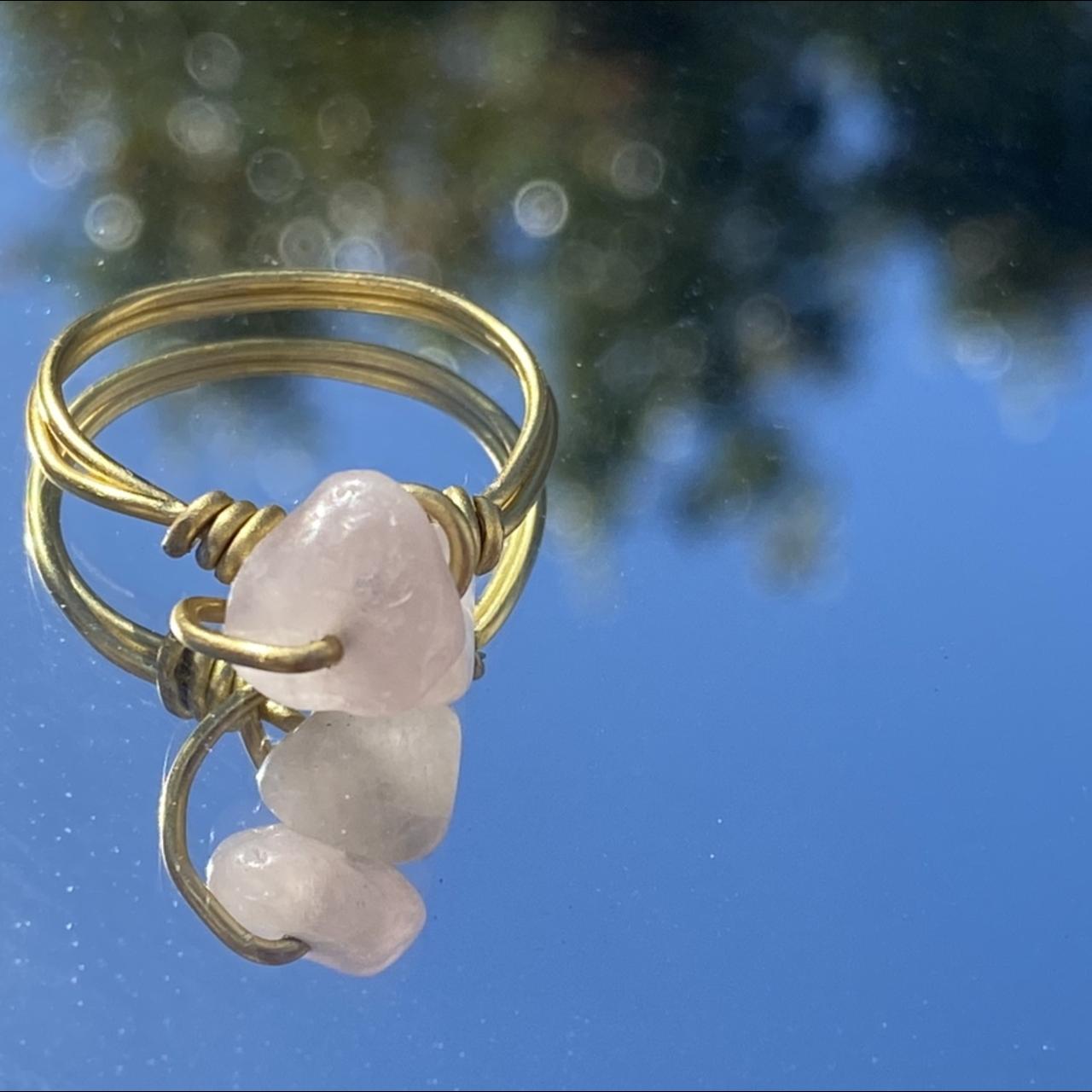 Handmade crystal/gemstone wire rings. Rose quartz... Depop