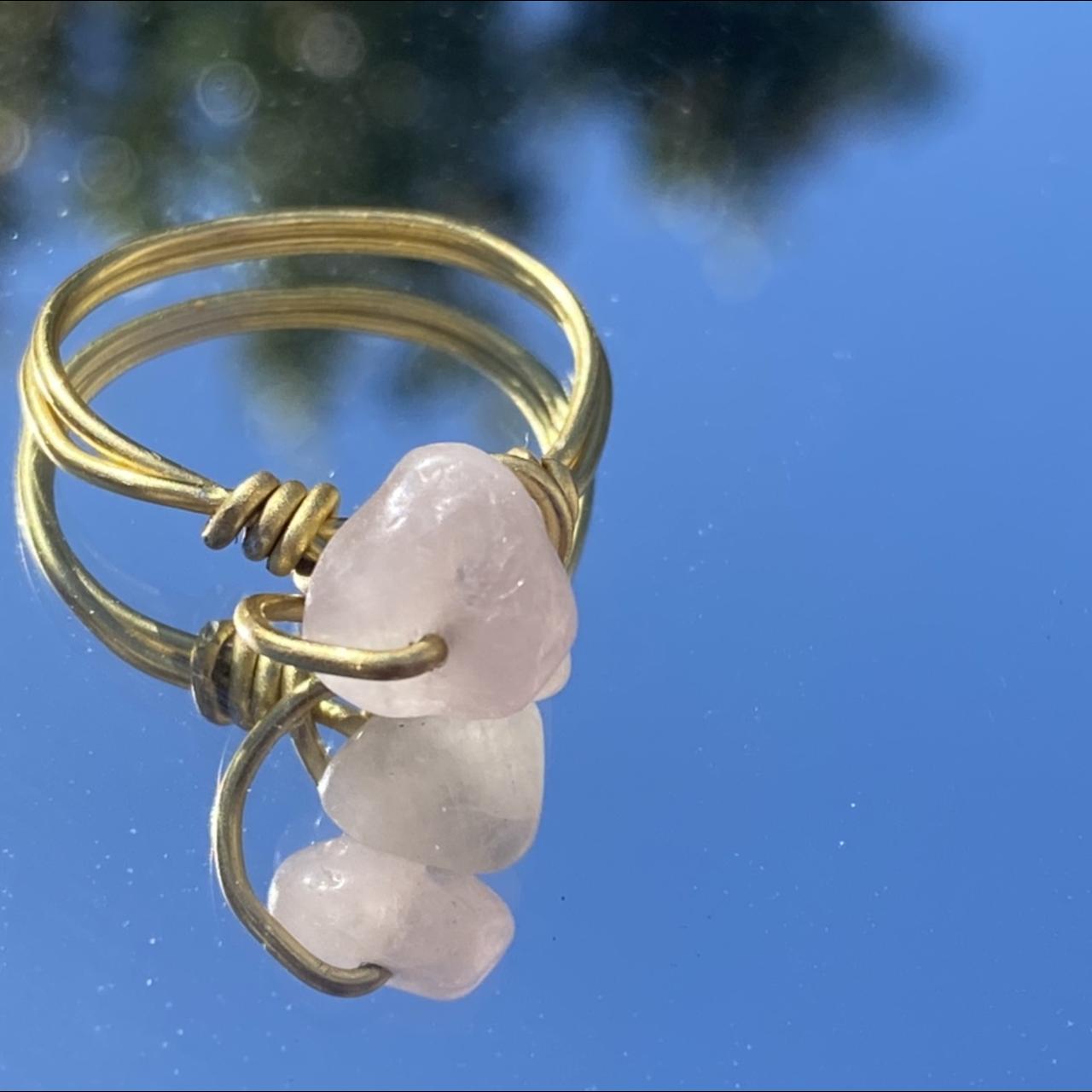 Handmade crystal/gemstone wire rings. Rose quartz... Depop