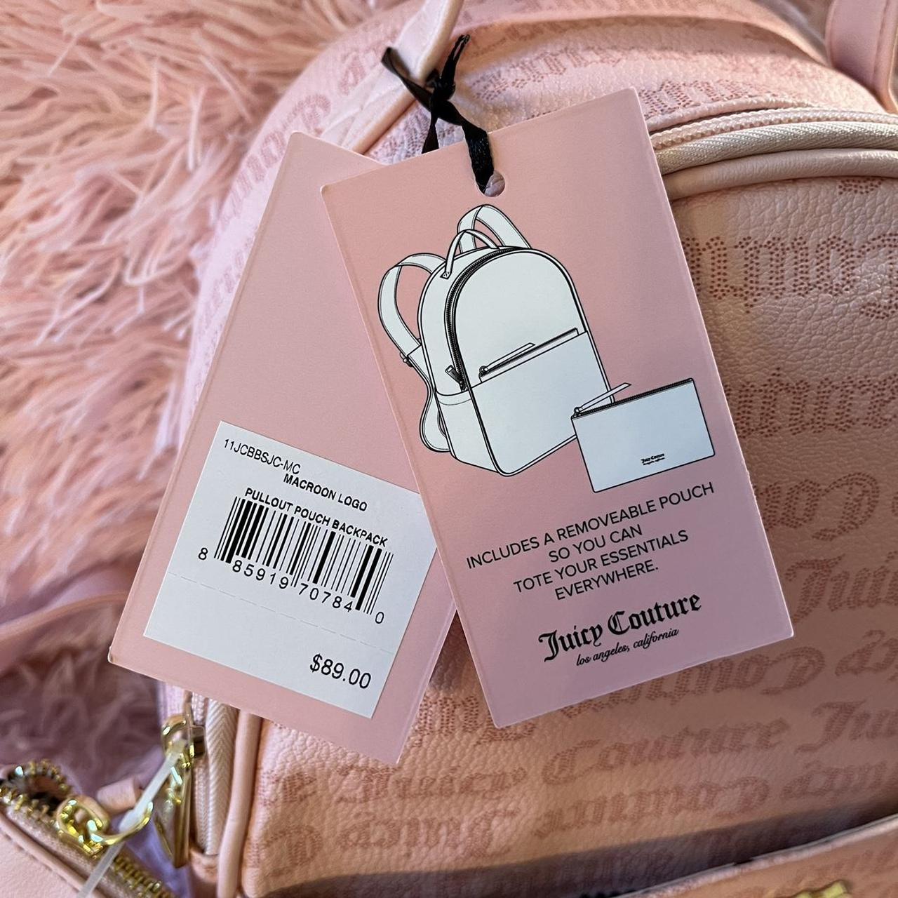 Juicy Couture Macroon Pink Logo Backpack With Removable Pouch NWT