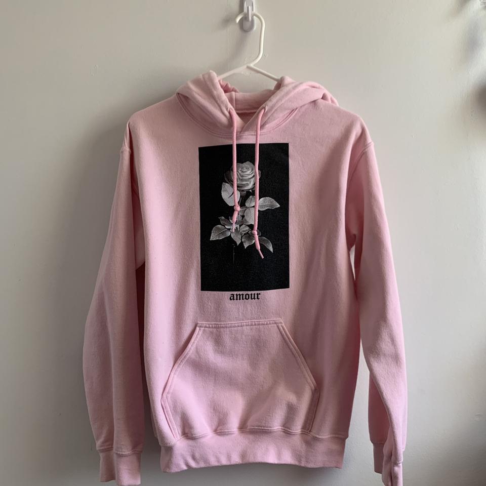 Pink rose hoodie In great condition pink. Depop