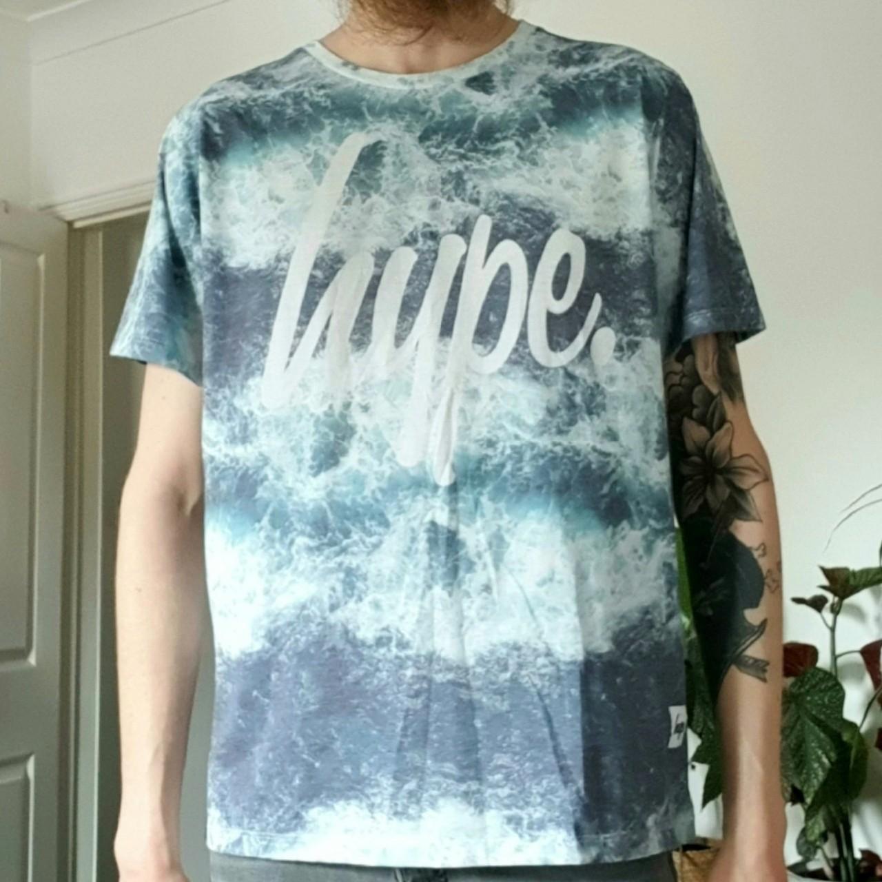 Hype T-Shirt Full body crashing wave print Slim... - Depop