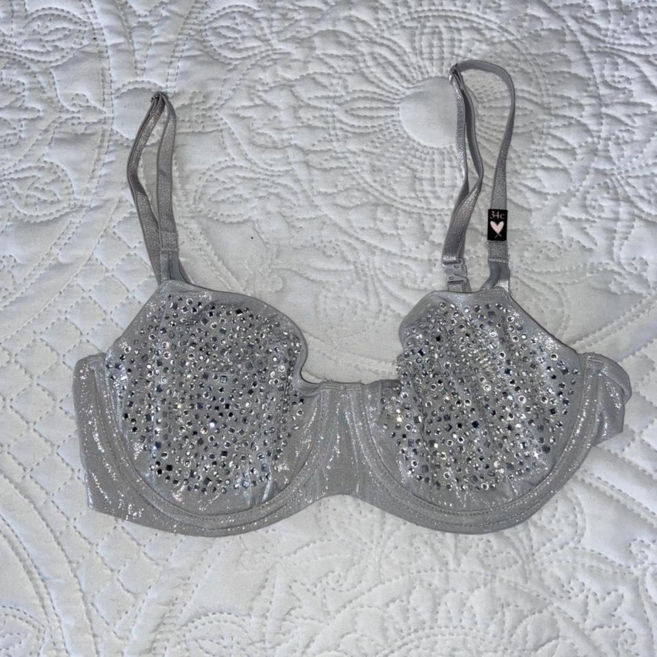 Victoria’s Secret silver diamanté bra. Really shiny... - Depop