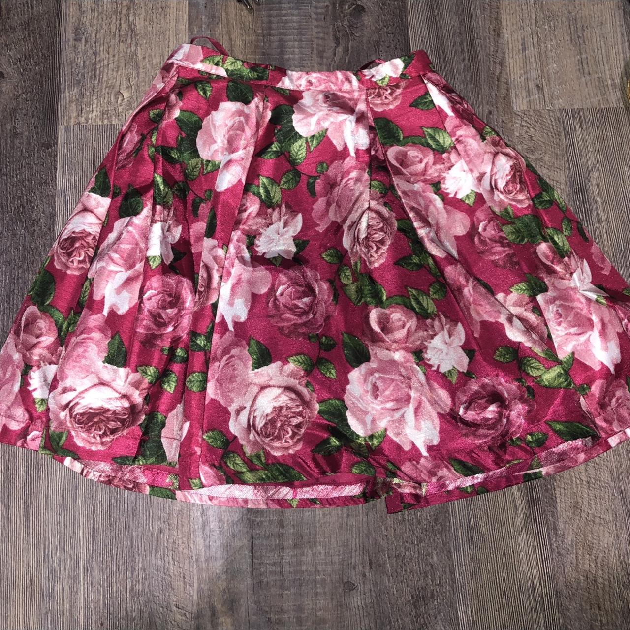 Red floral mini skirt from JCPenney. Size 1. Only... Depop