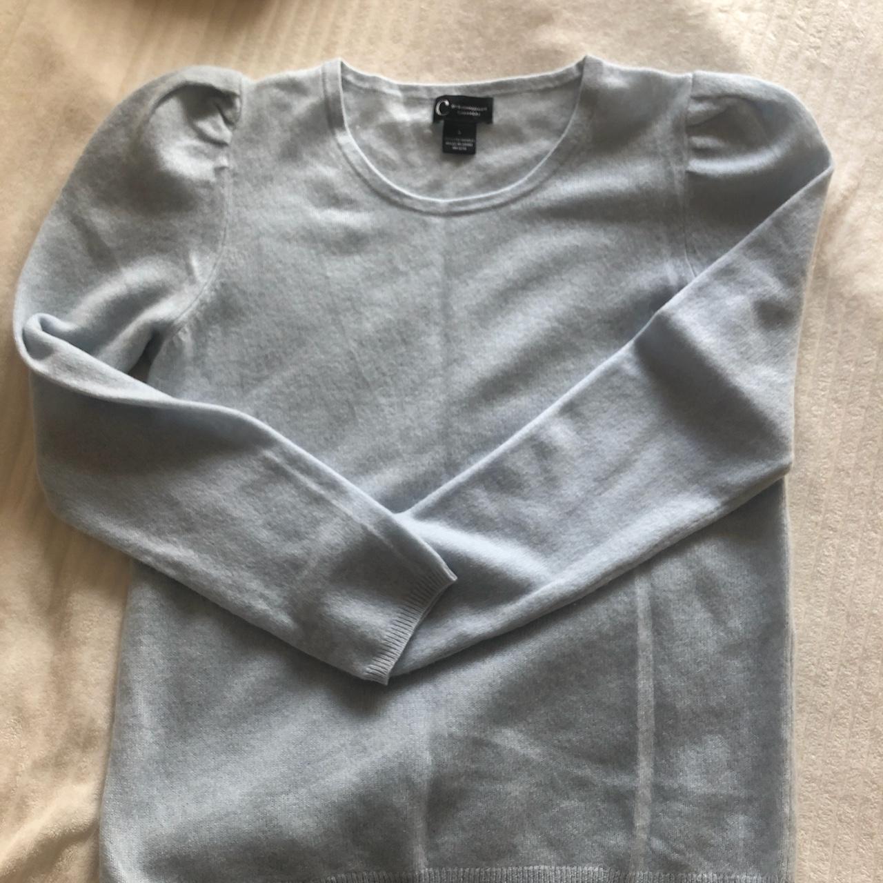 sweet baby blue cashmere sweater with 80s-ish puffy... - Depop