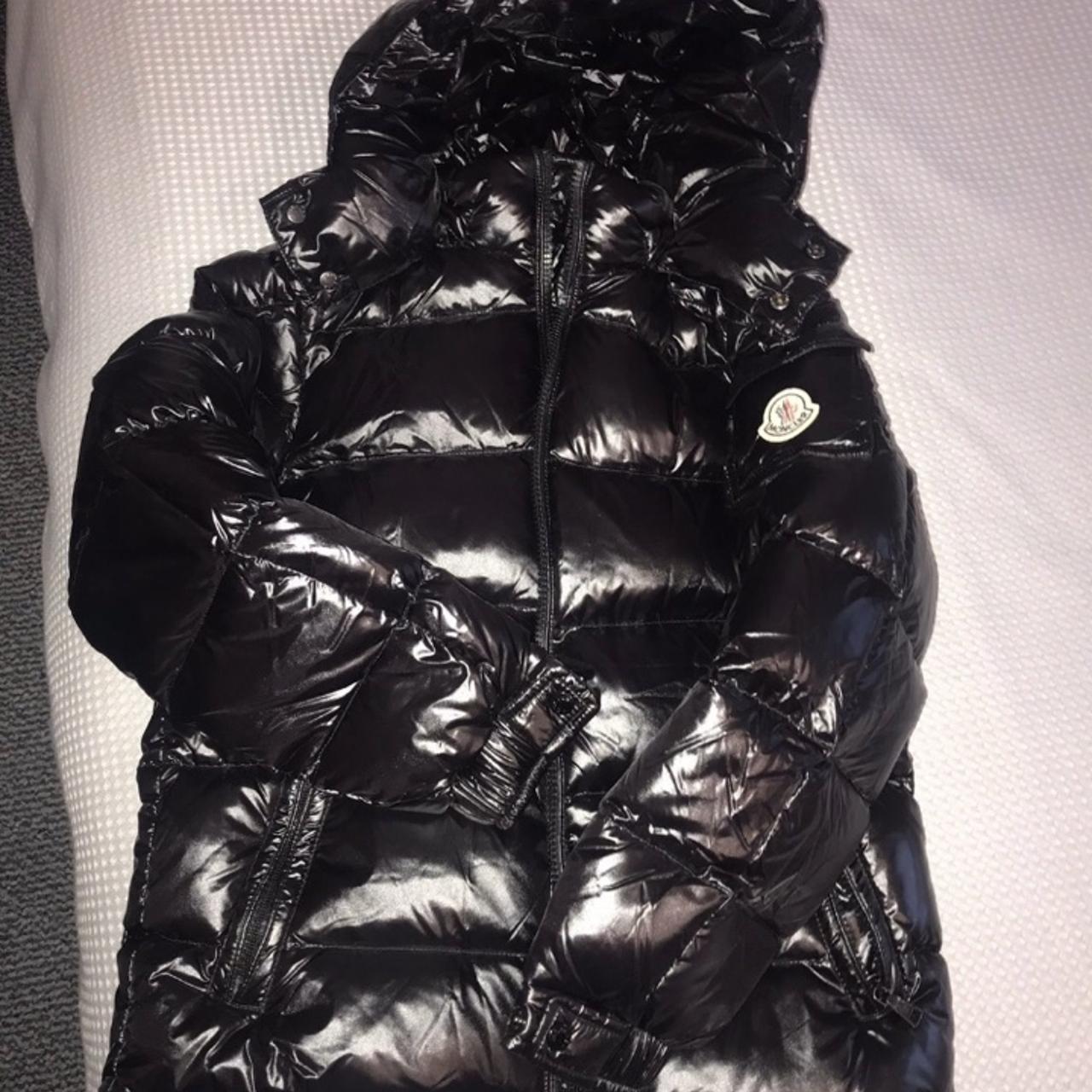 Boys black Moncler Jacket with hood children size 8... - Depop