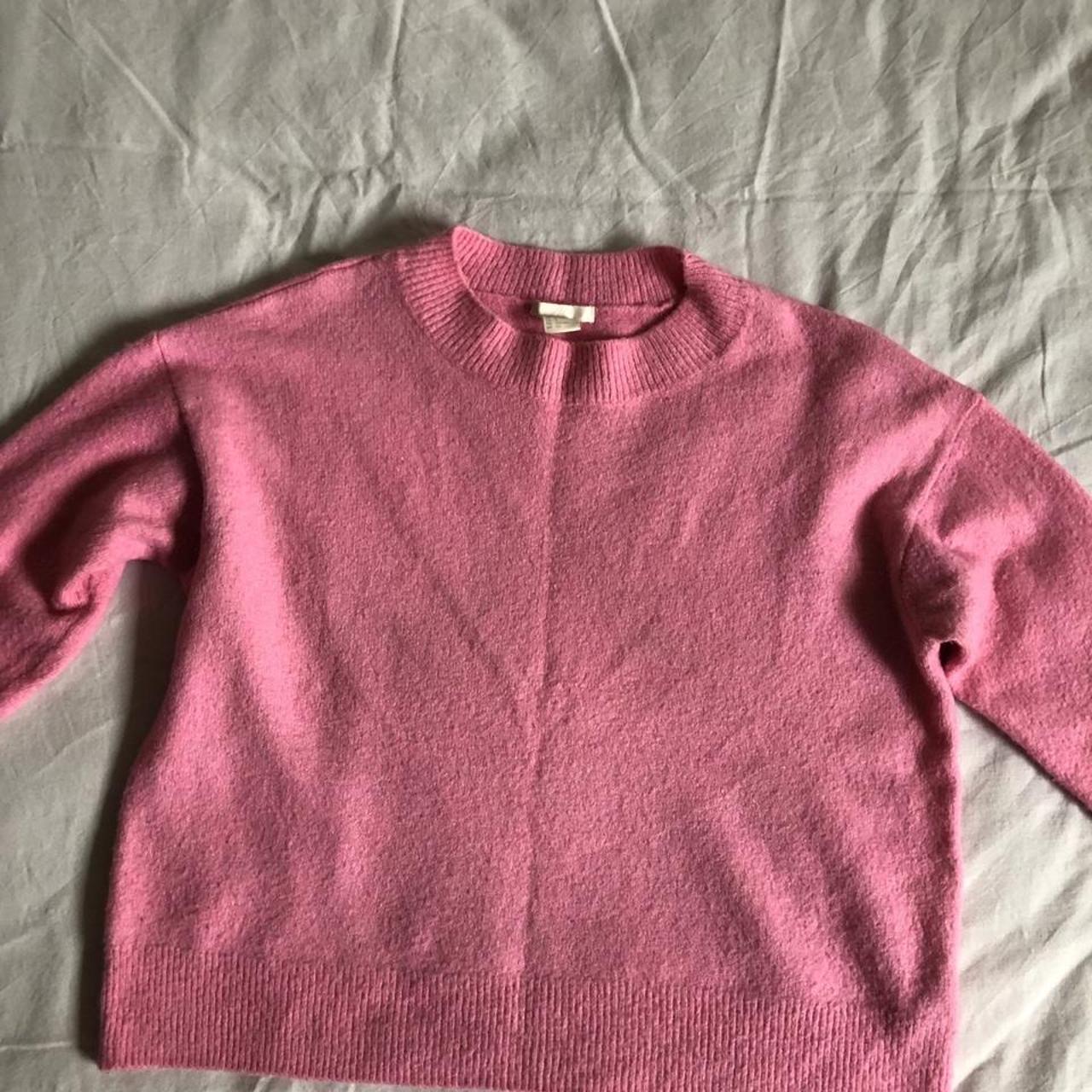 H&M Pink knit jumper Size s Good condition, faint... - Depop