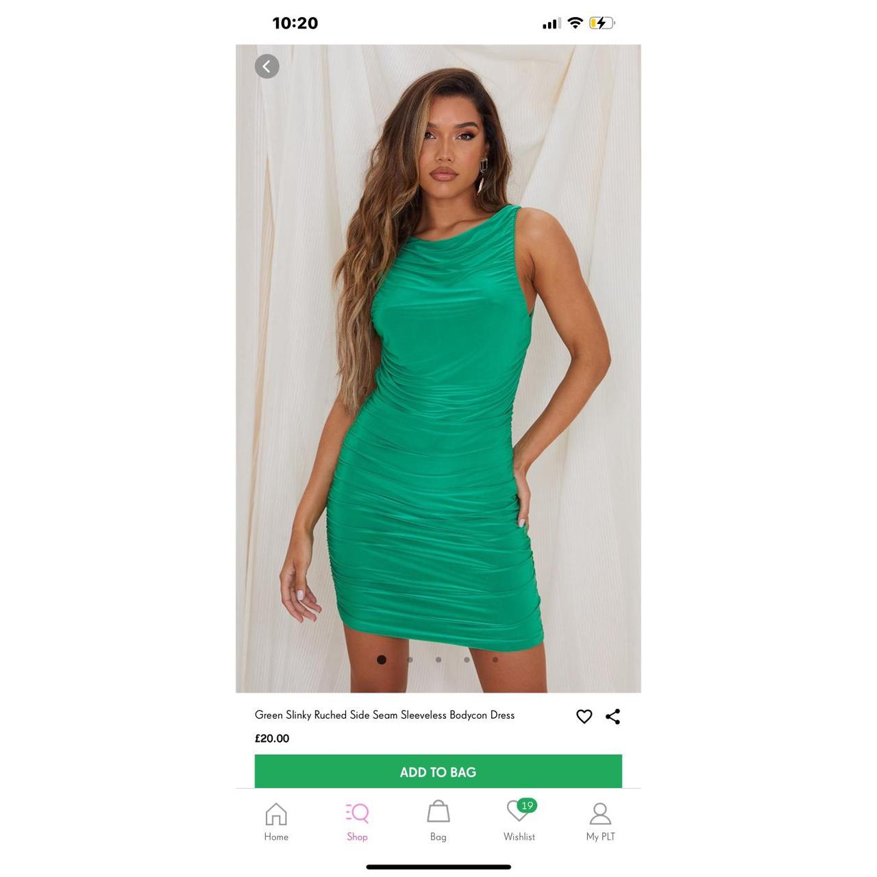 Green Slinky Ruched Side Seam Sleeveless Bodycon Dress