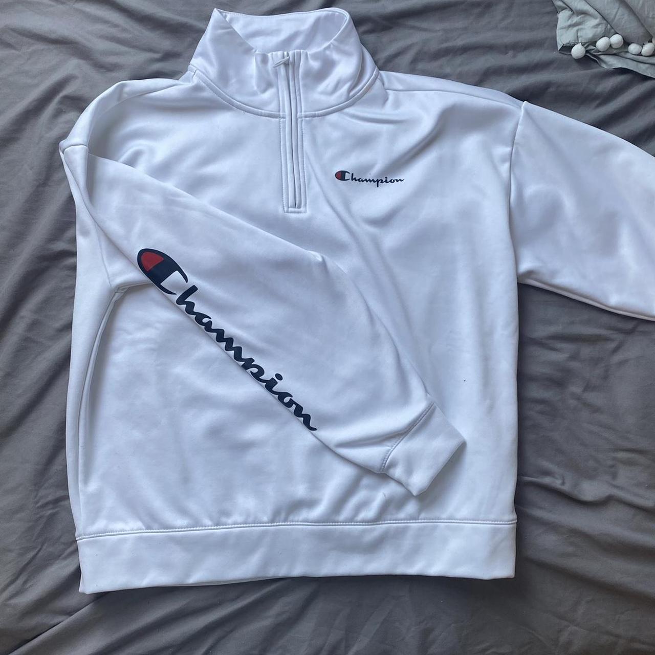 LADIES CHAMPION QUARTER ZIP SIZE SMALL white ladies... Depop