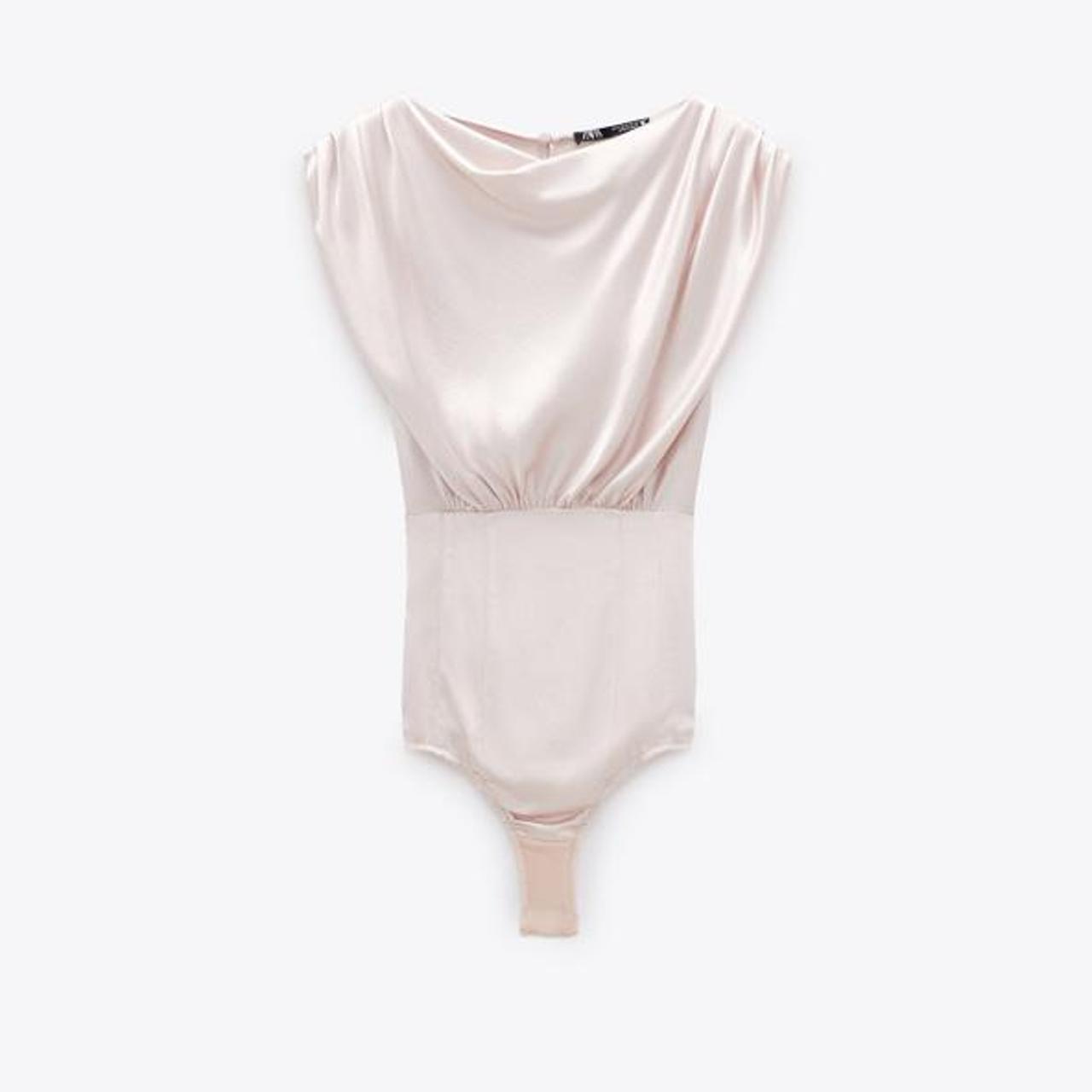 zara pink satin bodysuit