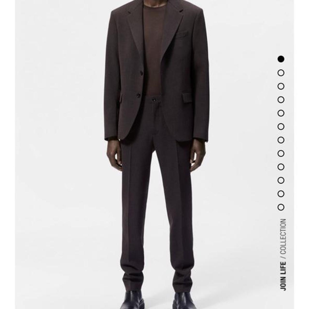Brown Zara men’s suit! The suit was only worn for 30... Depop