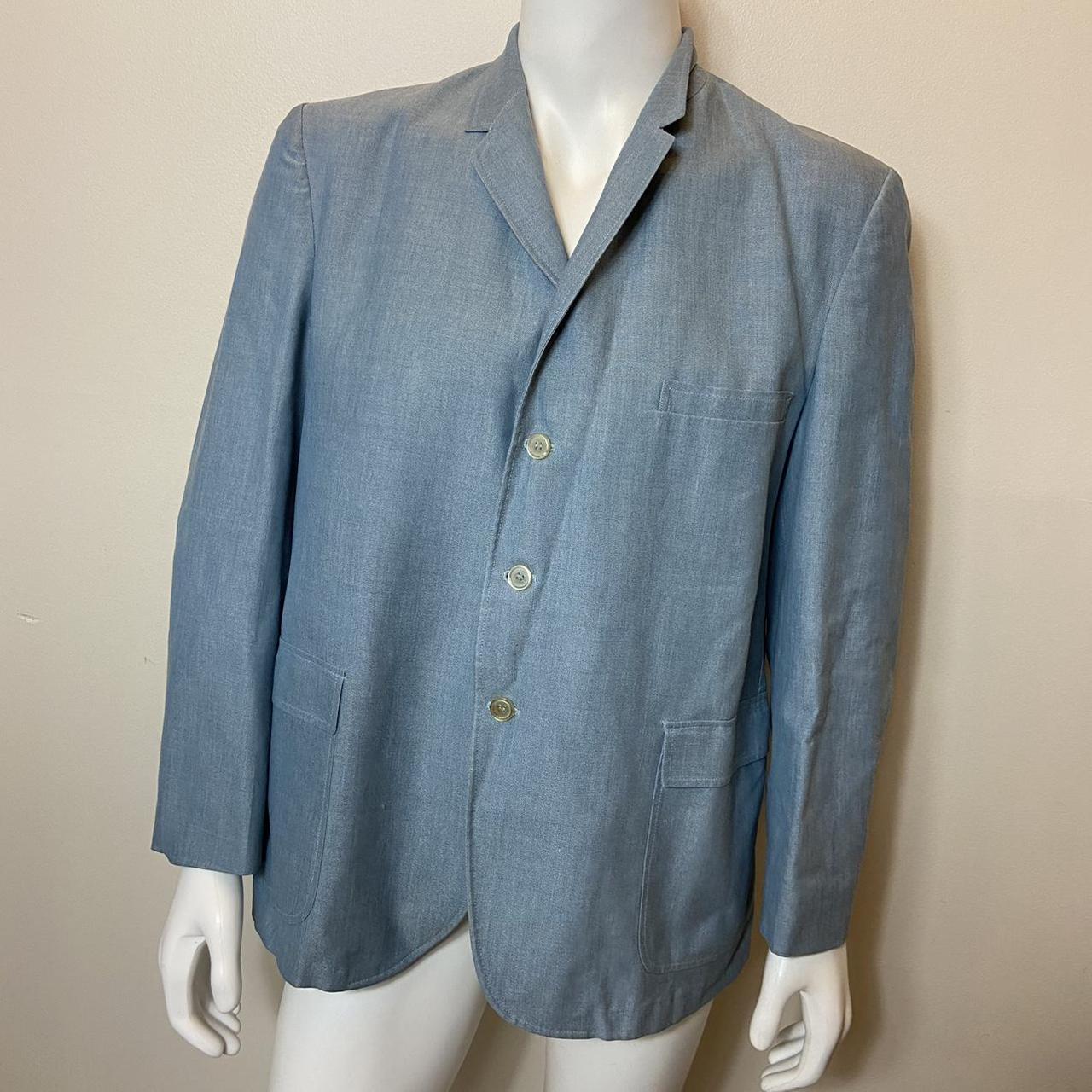 Vintage 1960s men’s blazer in a pale blue - striped... - Depop