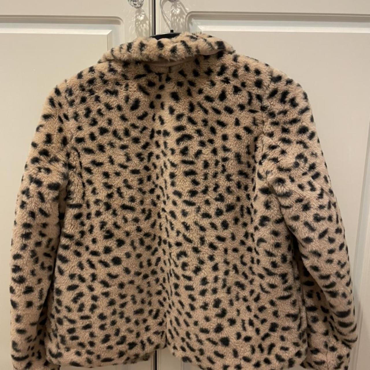 Leopard print faux fur jacket / coat . Size Small,... - Depop