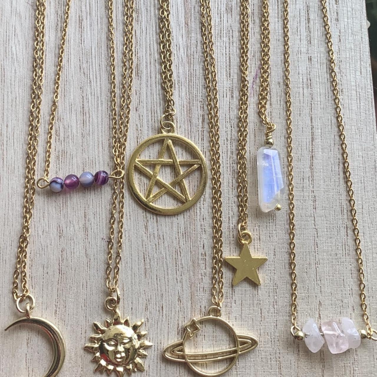 gold pentacle necklace 18k gold plated chain ... - Depop