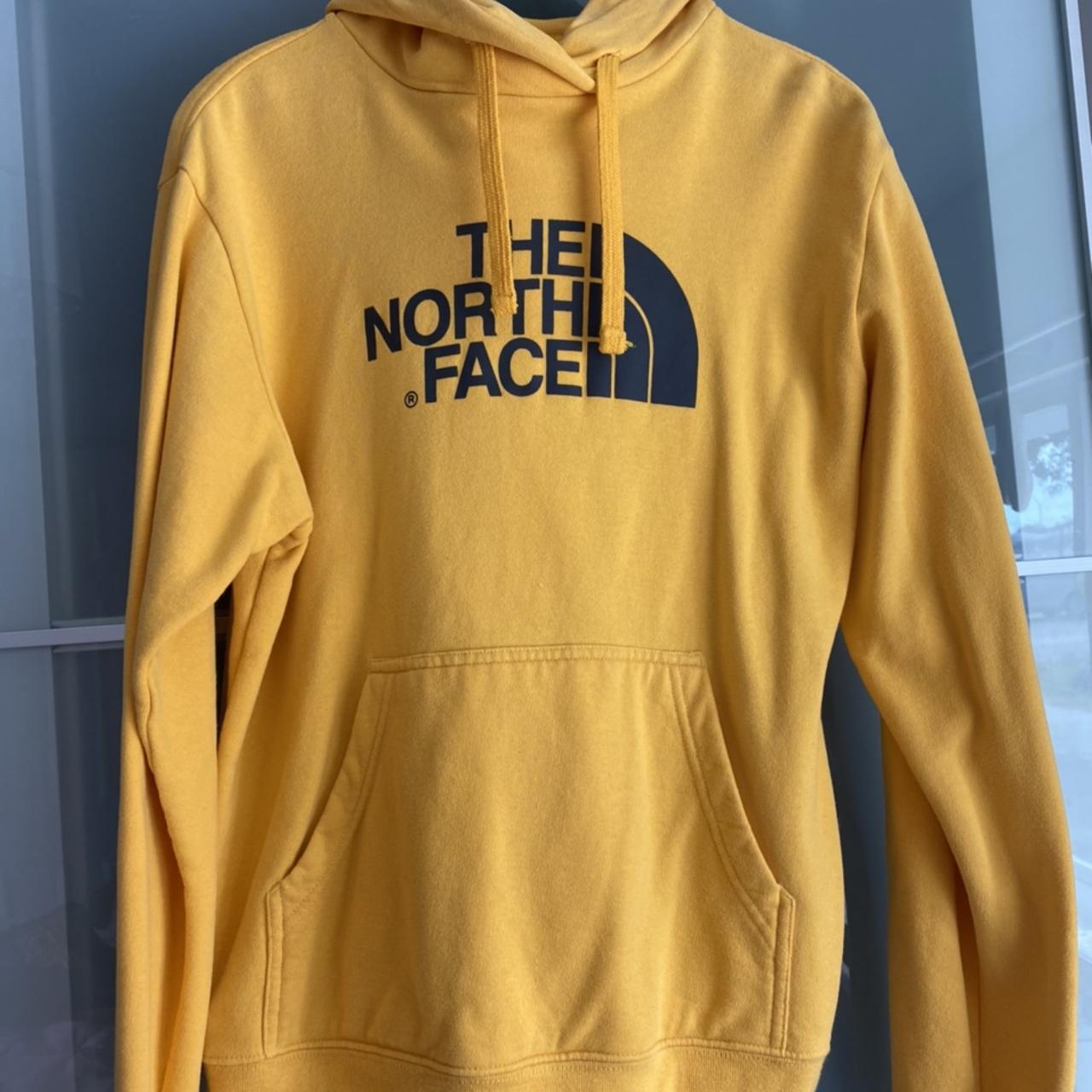 Yellow north face hoodie good condition no refunds... - Depop