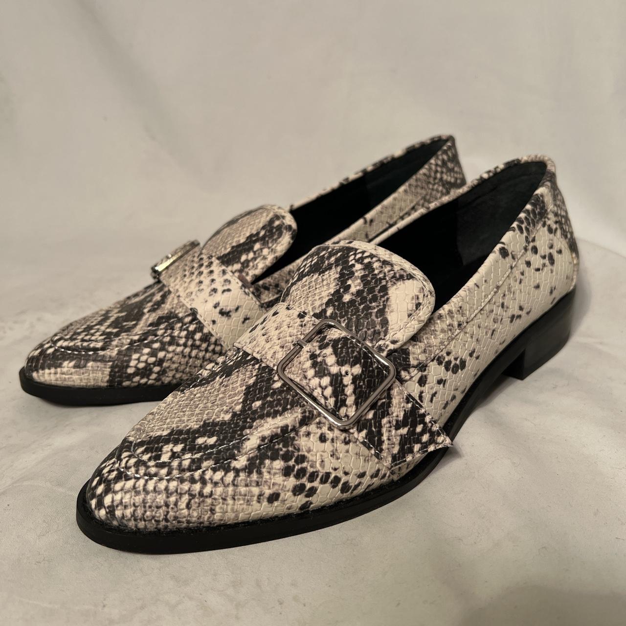 faux snakeskin loafers