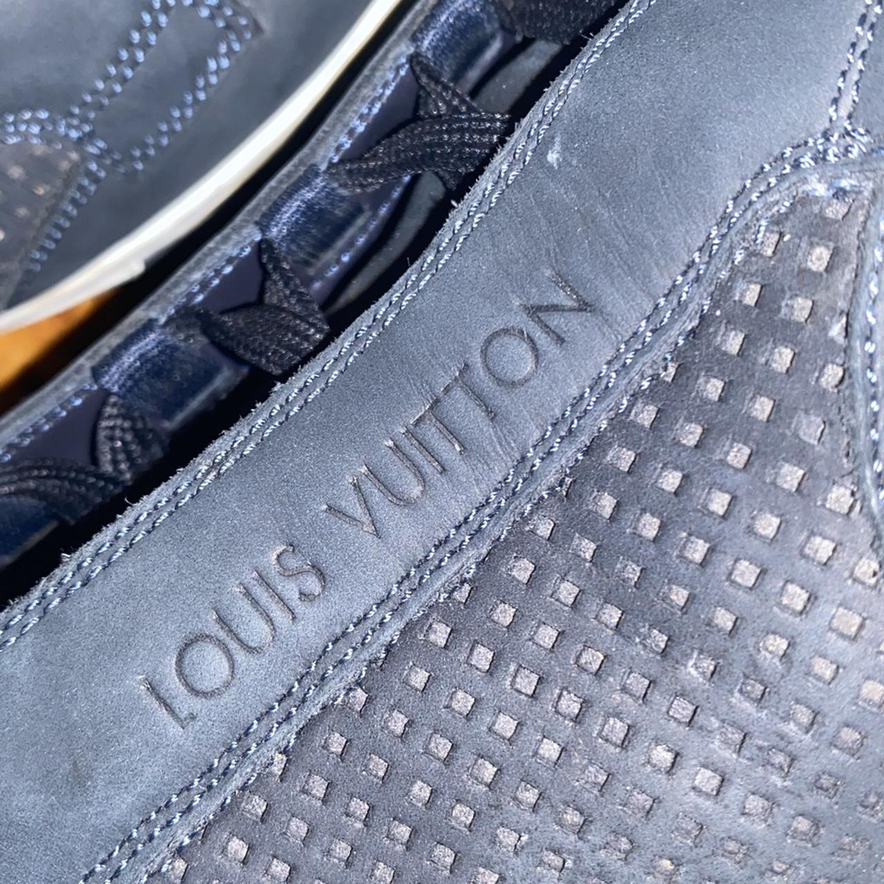 Louis Vuitton Blue Leather Luggage Tag Color: Blue - Depop