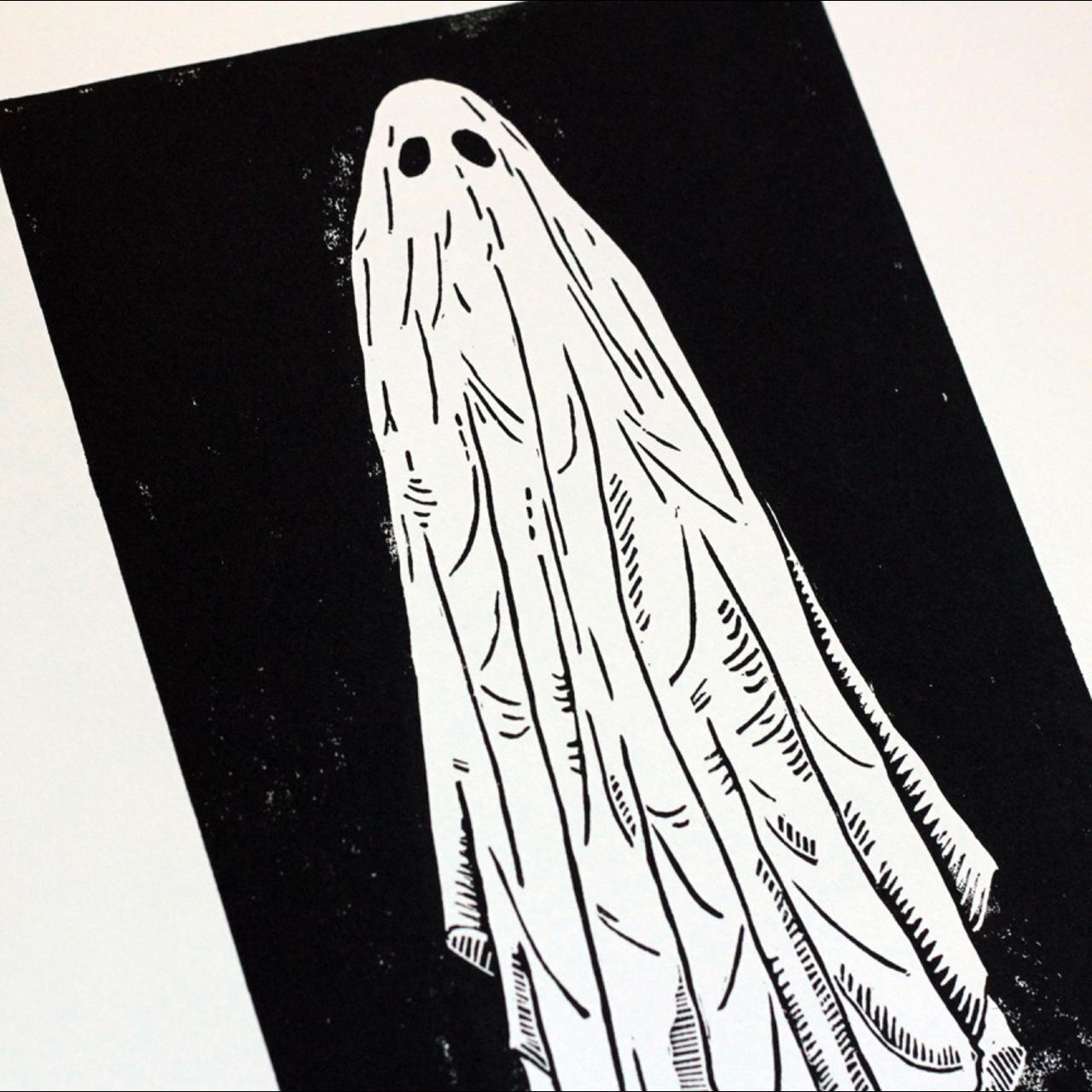 5x7 Unframed Linocut Blockprint Sheet Ghost Print Original Handmade Art Print
