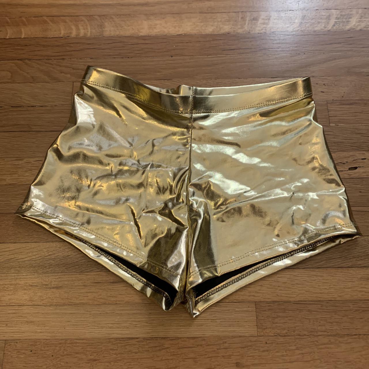 gold shiny shorts